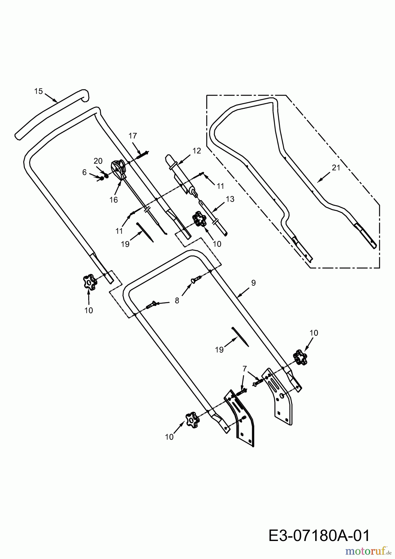  Petrol mower Quickstart Deluxe Mulch-N-Catch 14848  (2010) Handle