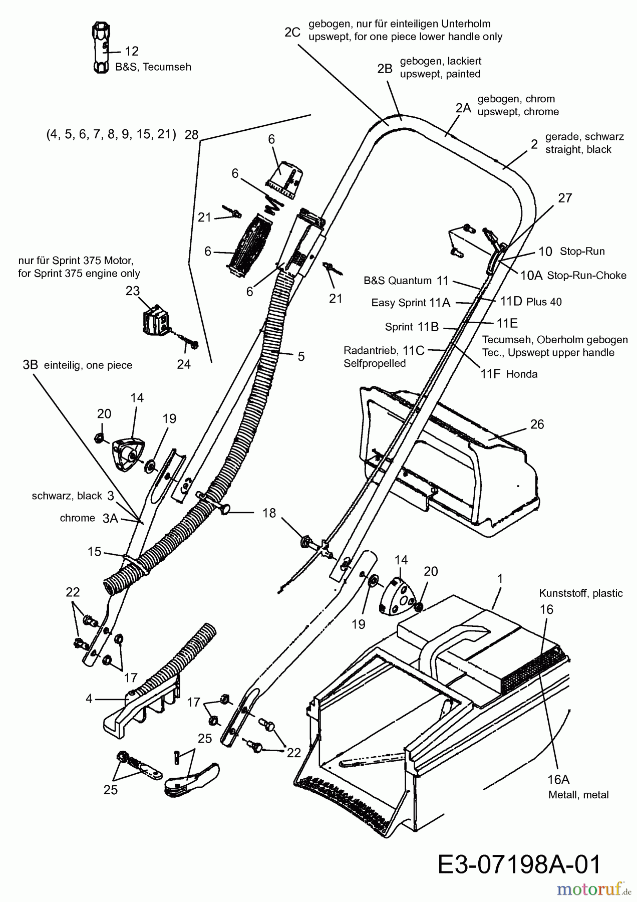  Petrol mower Easy Start 53092  (2007) Handle