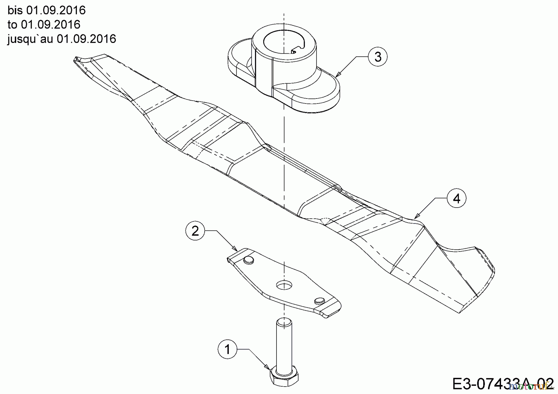  MTD Petrol mower 46 B 11A-J15B600  (2016) Blade, Blade adapter to 01.09.2016