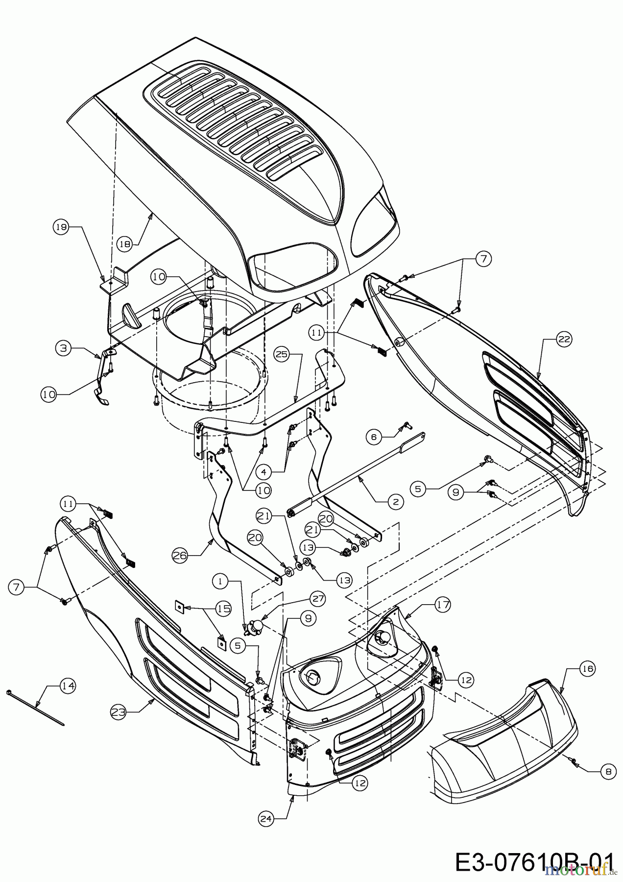  Black Edition Lawn tractors 272-105 Twin H 13HU997N615  (2014) Engine hood 7-Style