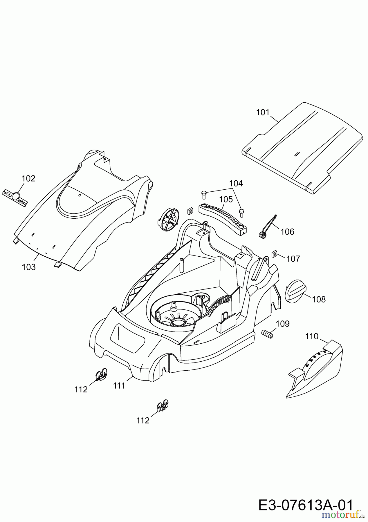  Wolf-Garten Electric mower Power 1500 4927008  (2013) Deck housing