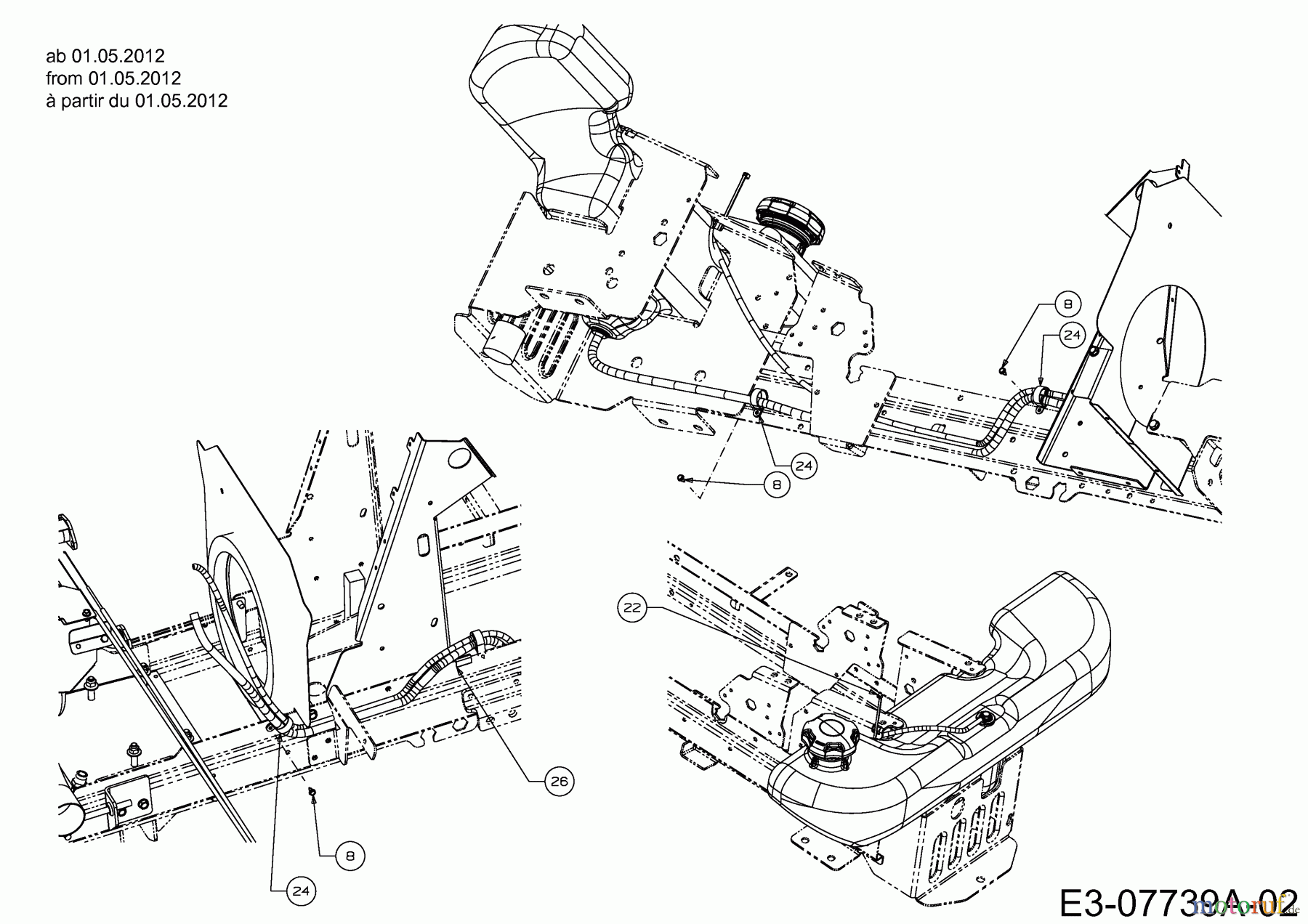  Cub Cadet Garden tractors GTX 2100 14A-3GE-603  (2012) Engine accessories from 01.05.2012