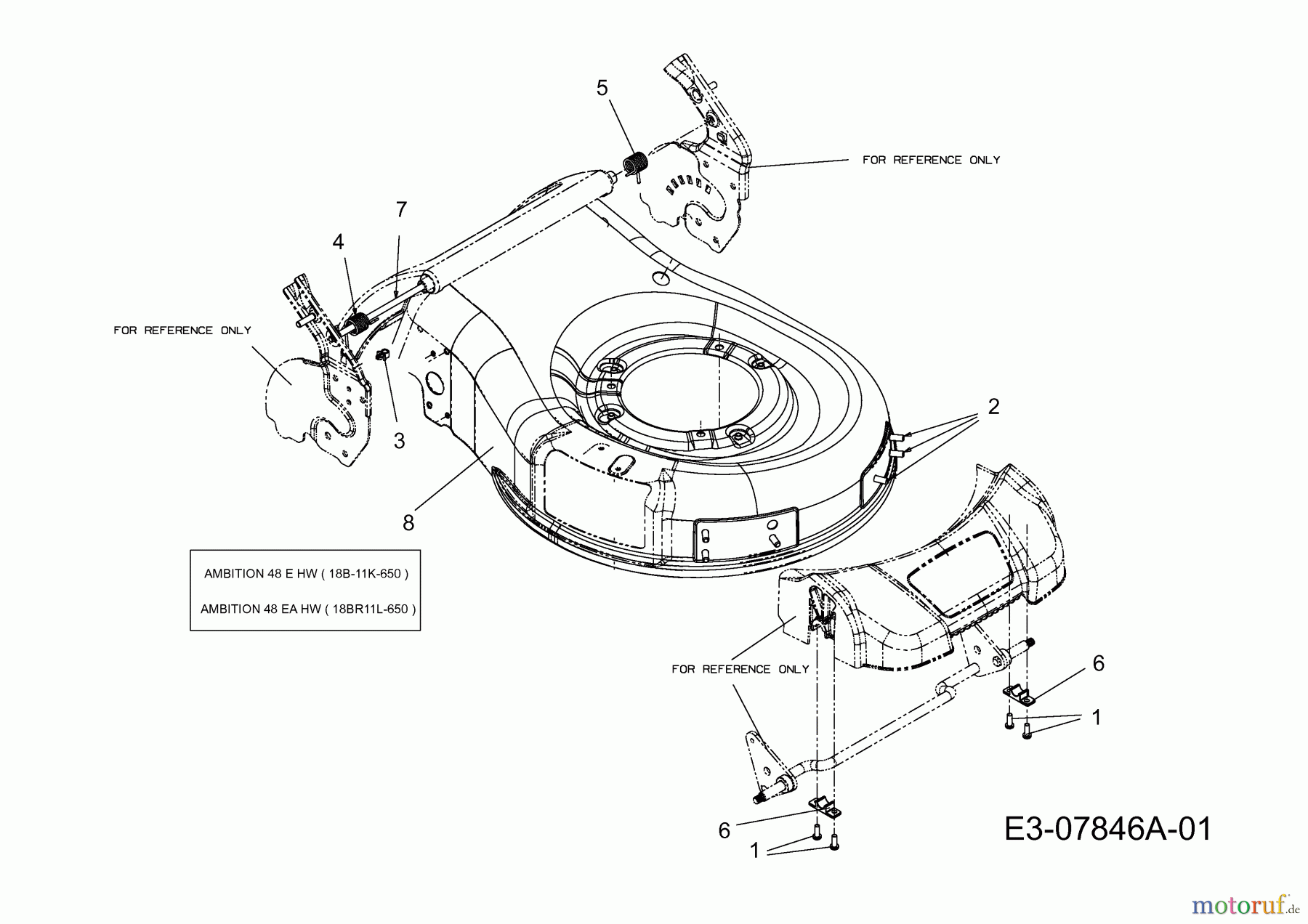  Wolf-Garten Electric mower Ambition 48 EHW 18B-11K-650  (2012) Deck housing, Rear door rod