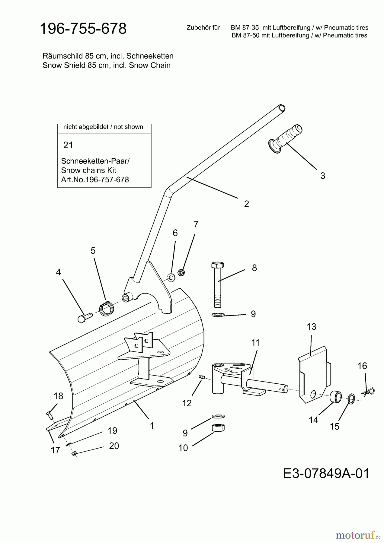  MTD Accessories Accessories cutterbar mower Snow blade for BM 87-35 196-755-678  (2012) Snowblade