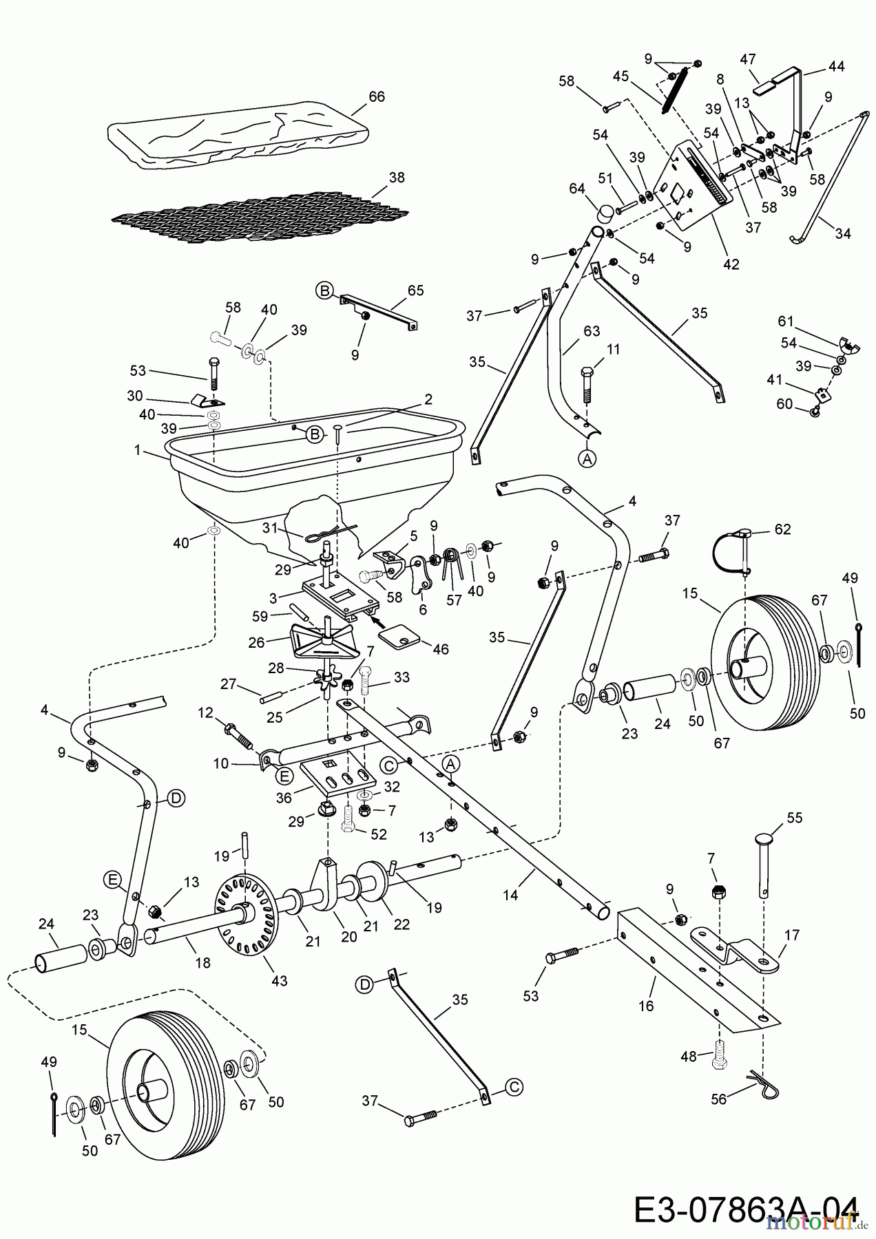  MTD Accessories Accessories garden and lawn tractors Spreader 45-03295  (196-036-000) 196-036-000  (2012) Basic machine