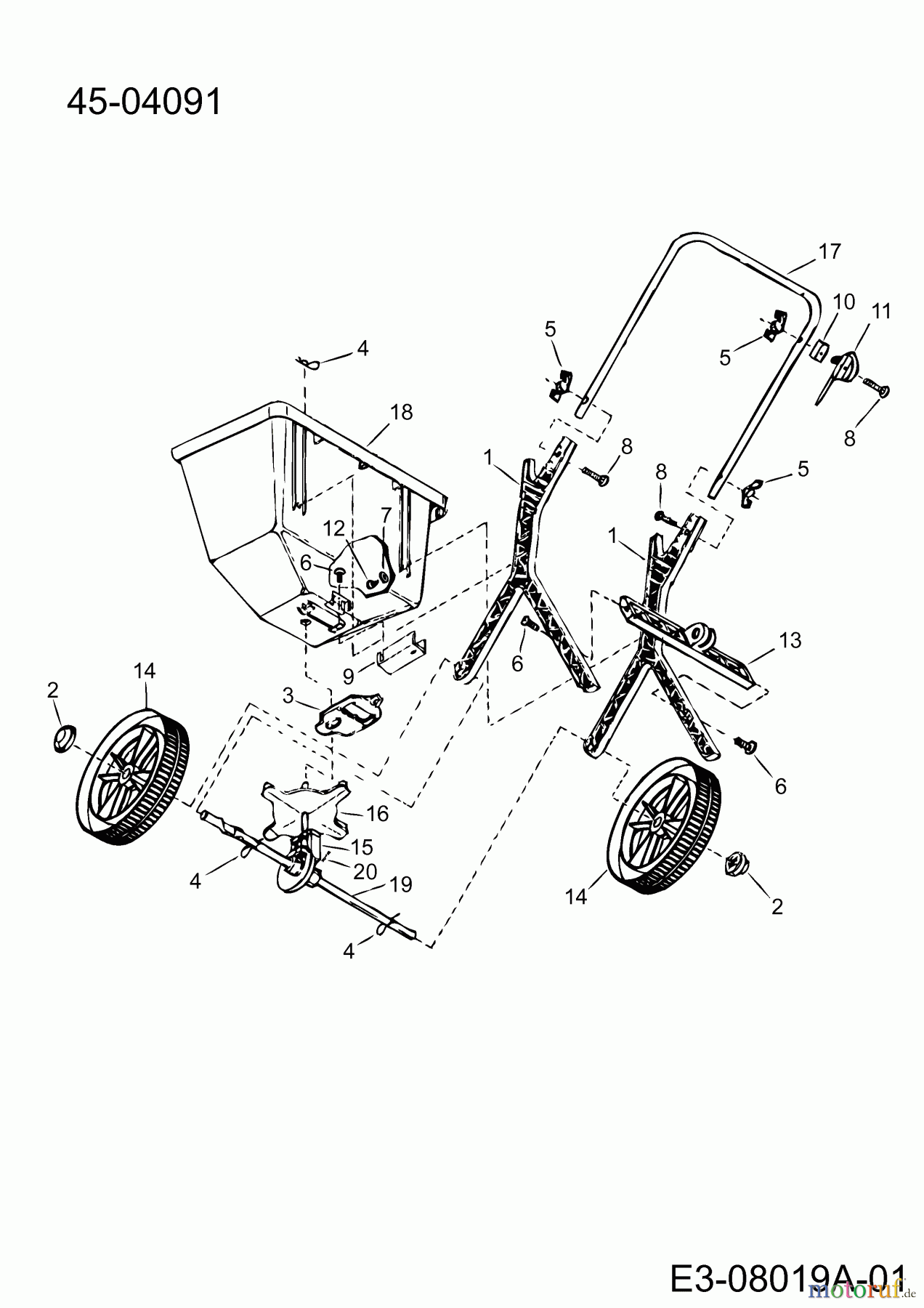  MTD Accessories Accessories hand held machines Spreader 45-04091  (190-701-000) 190-701-000  (2011) Basic machine