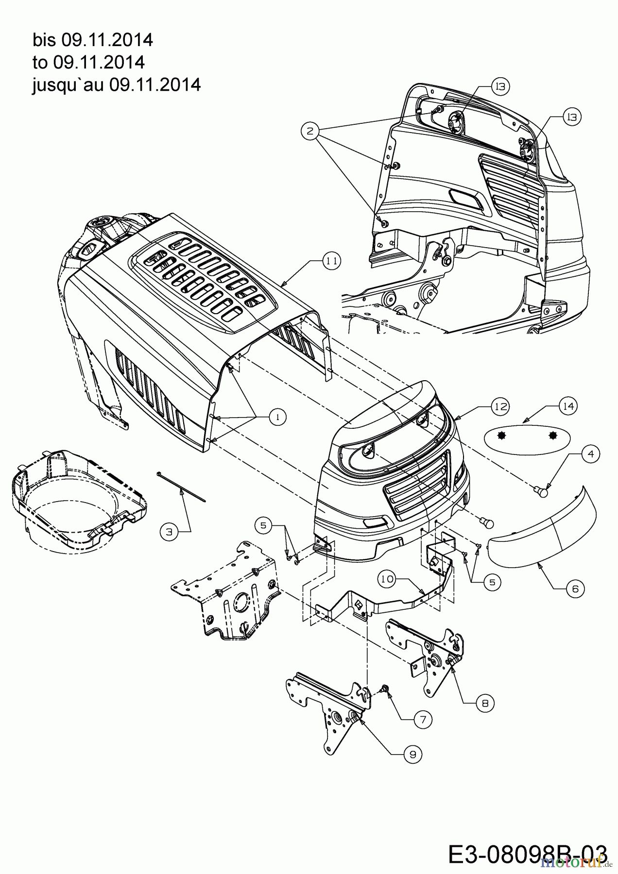  MTD Lawn tractors Smart RE 115 13HH765E676  (2015) Engine hood 5-Style to 09.11.2014