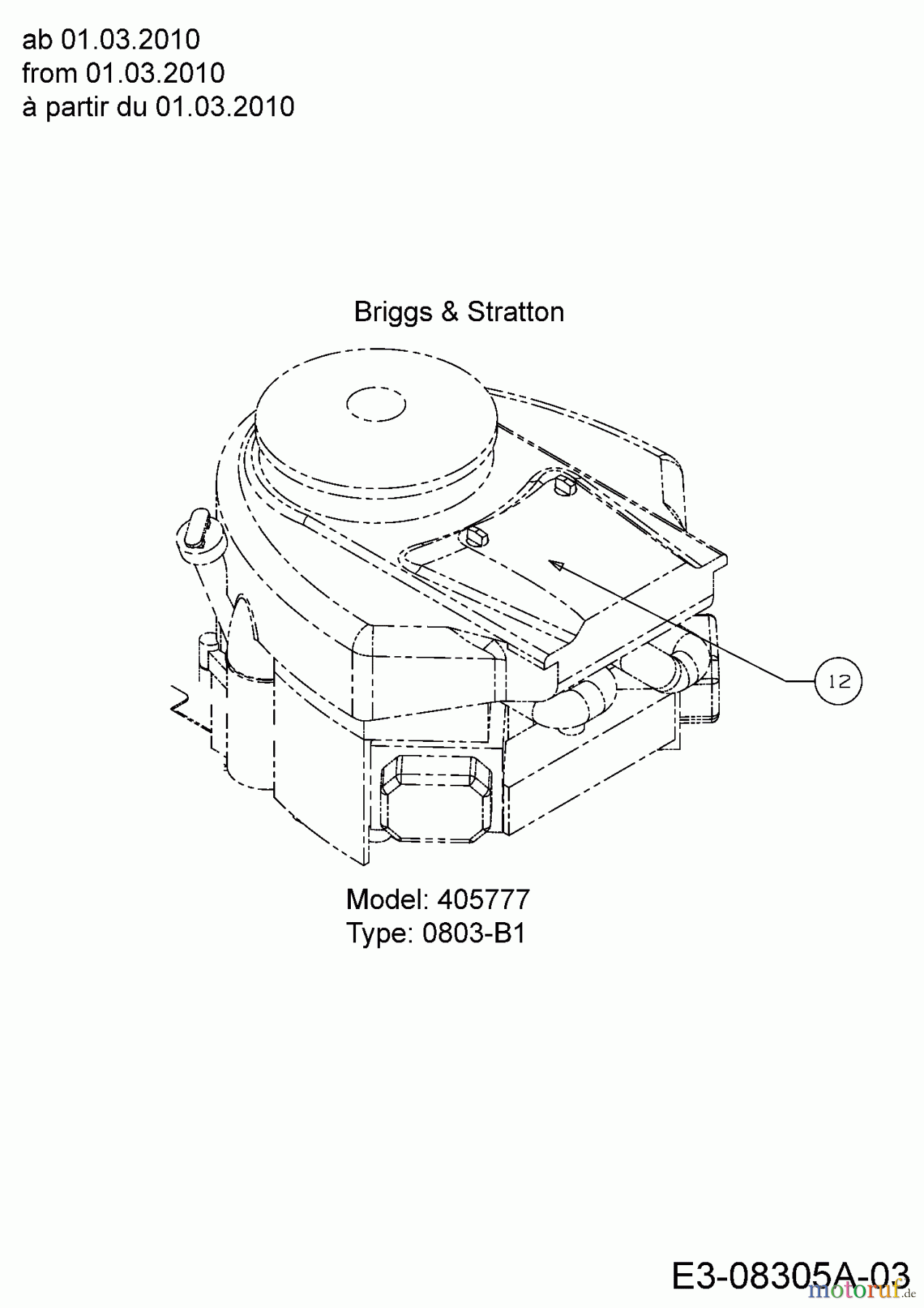  Black Edition Lawn tractors 180-107 13AT777G615  (2010) Engine B&S from 01.03.2010