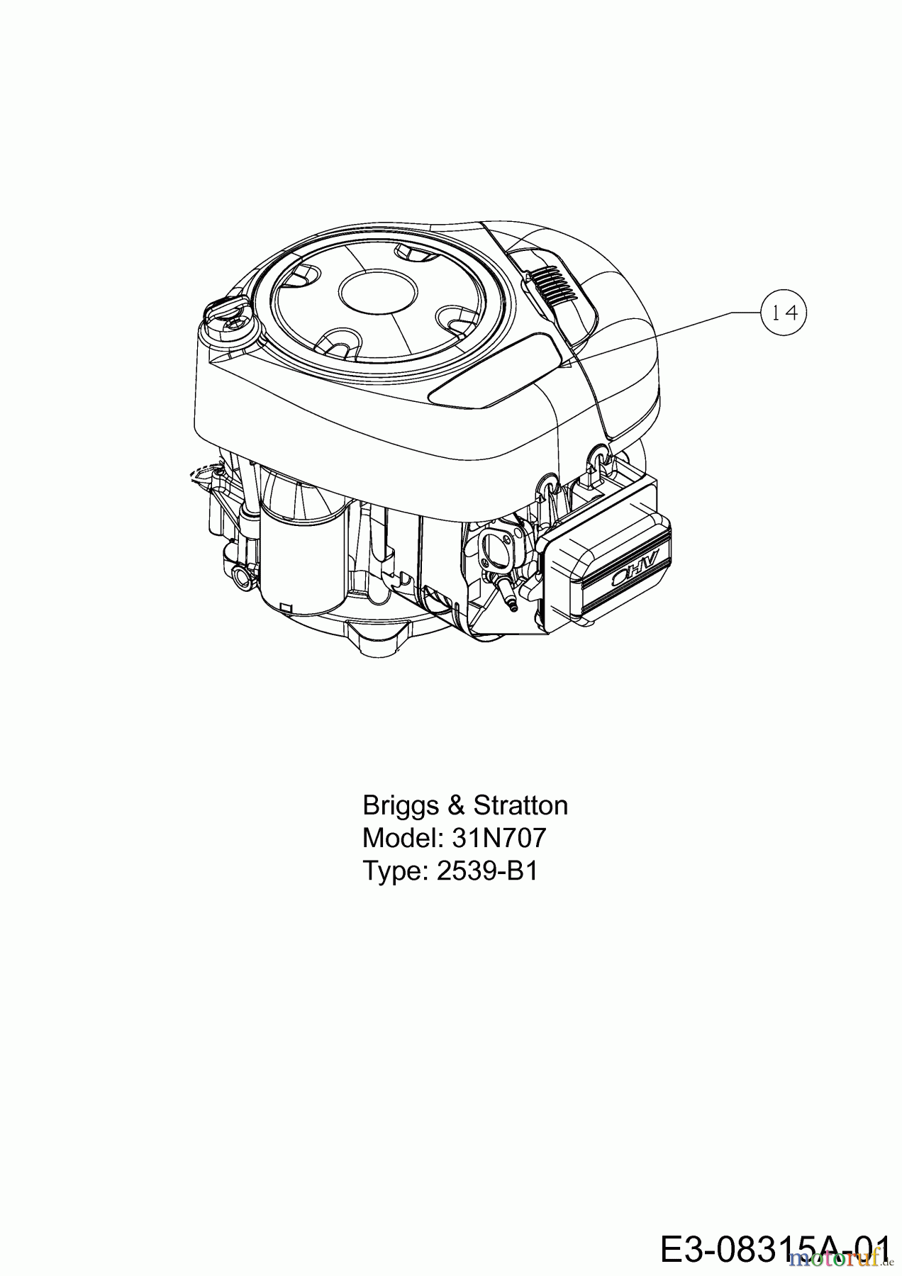  Verts Loisirs Lawn tractors VL 105 GCA 13AO98KN617  (2014) Engine Briggs & Stratton