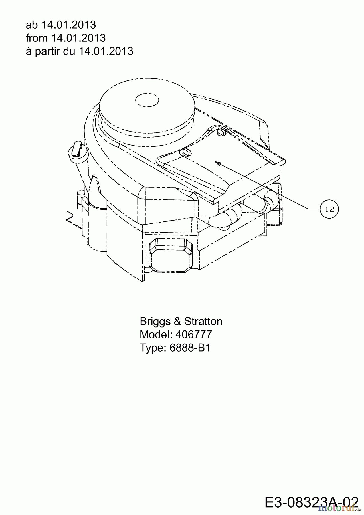  Blisar Lawn tractors GG 202 13BT763G607  (2013) Engine Briggs & Stratton from 14.01.2013