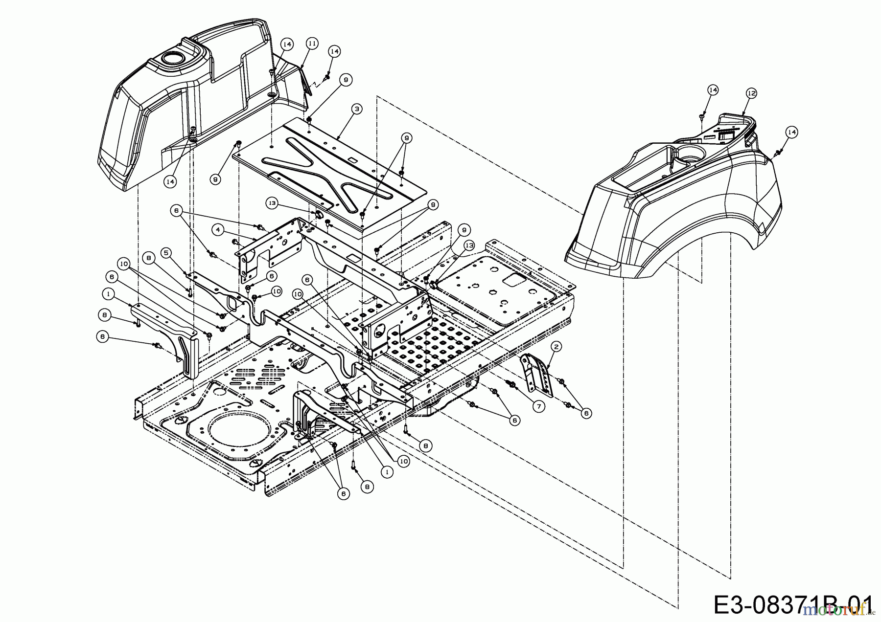  Cub Cadet Zero Turn RZT S 46 17AICBDT603  (2014) Seat plate, Plate support tank, Cover panel tank