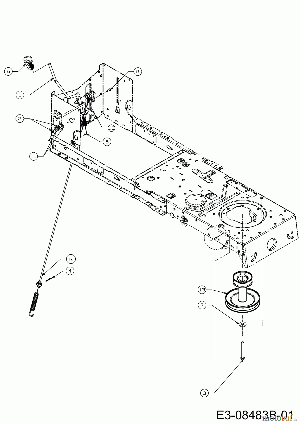  MTD Lawn tractors Yard Machines 38 13A1762F329  (2014) Deck engagement, Engine pulley