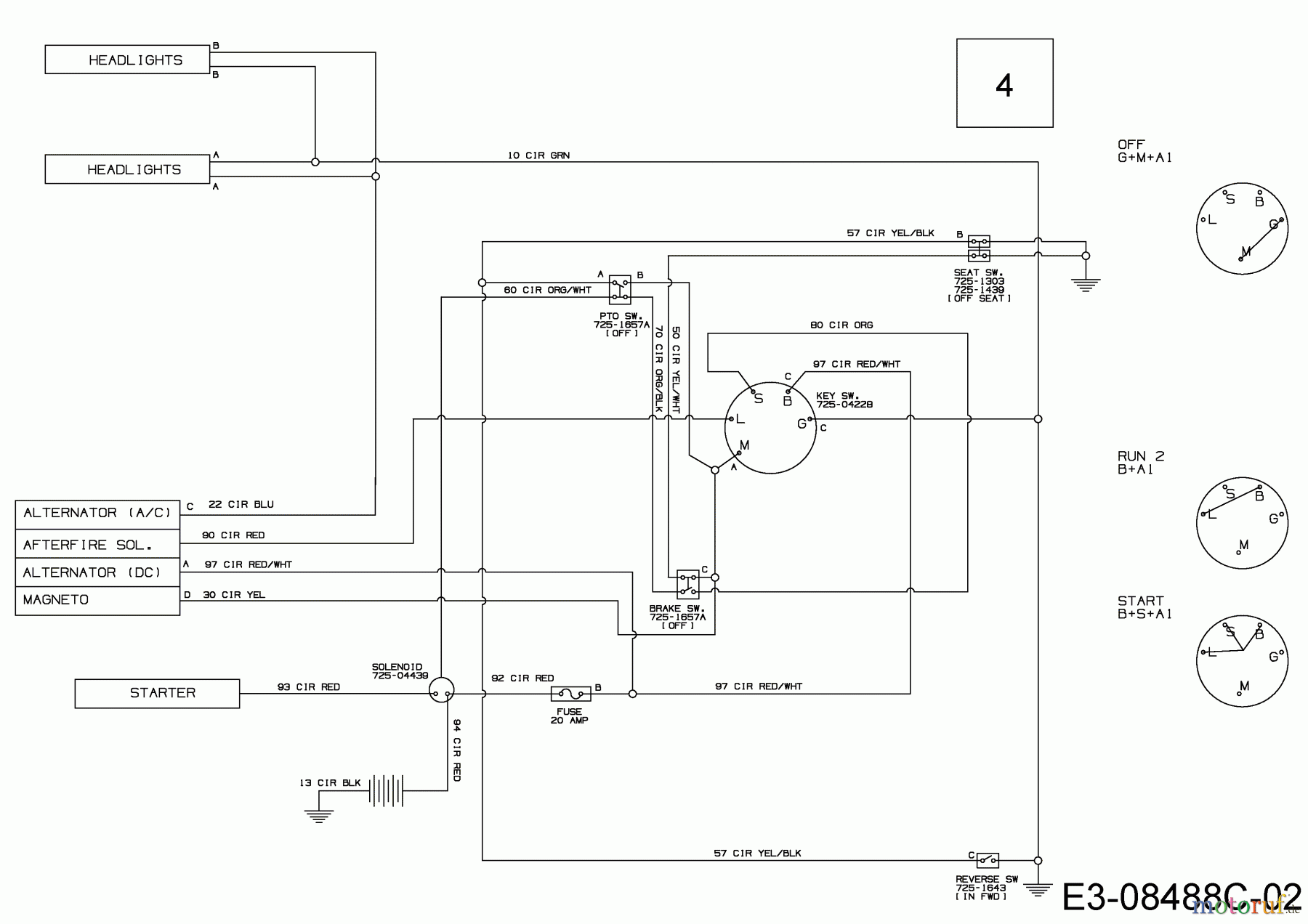  MTD Lawn tractors 13.5/38 13A1765F308  (2018) Wiring diagram
