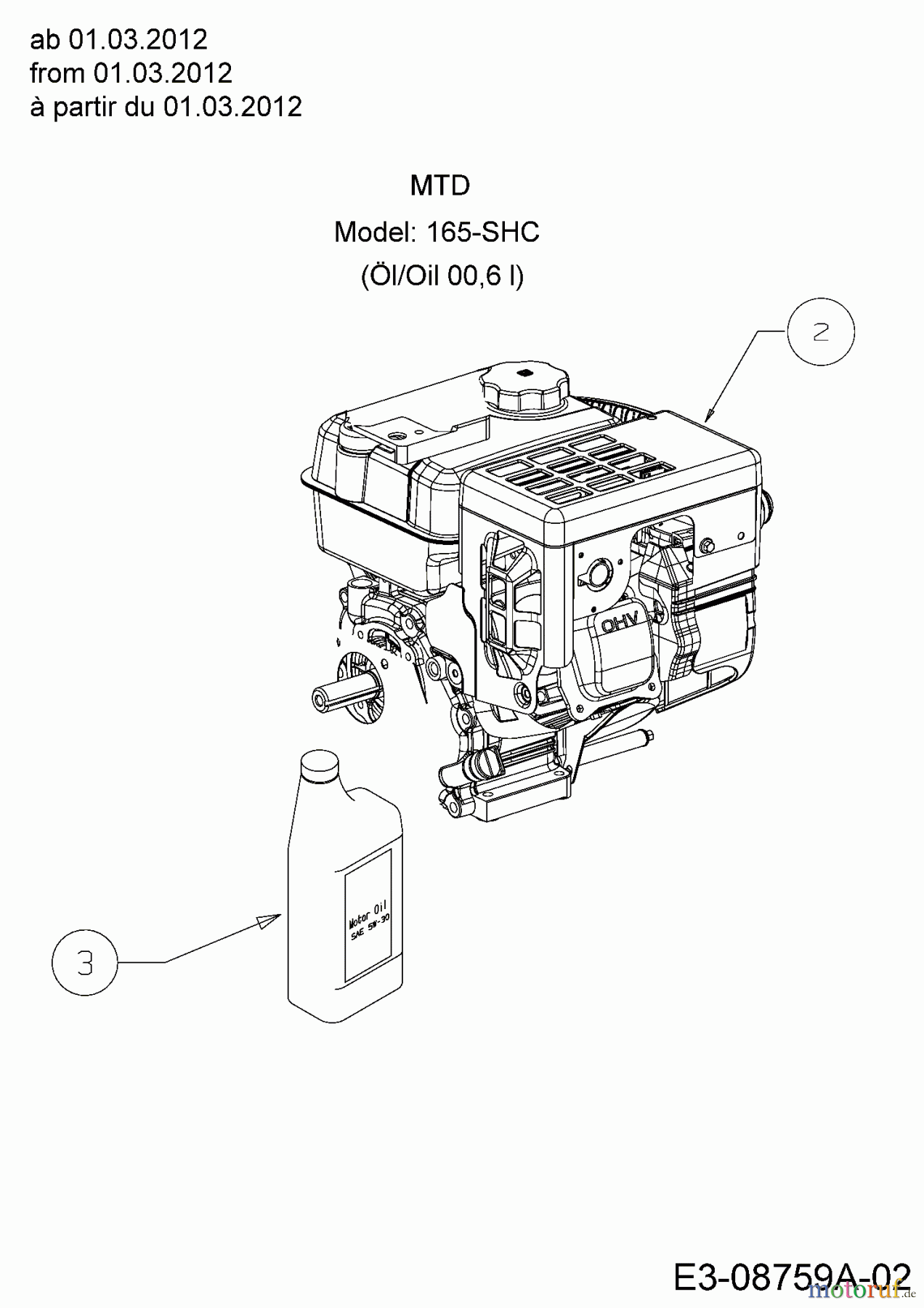  MTD Snow throwers M 56 31B-32AD678  (2012) Engine MTD from 01.03.2012