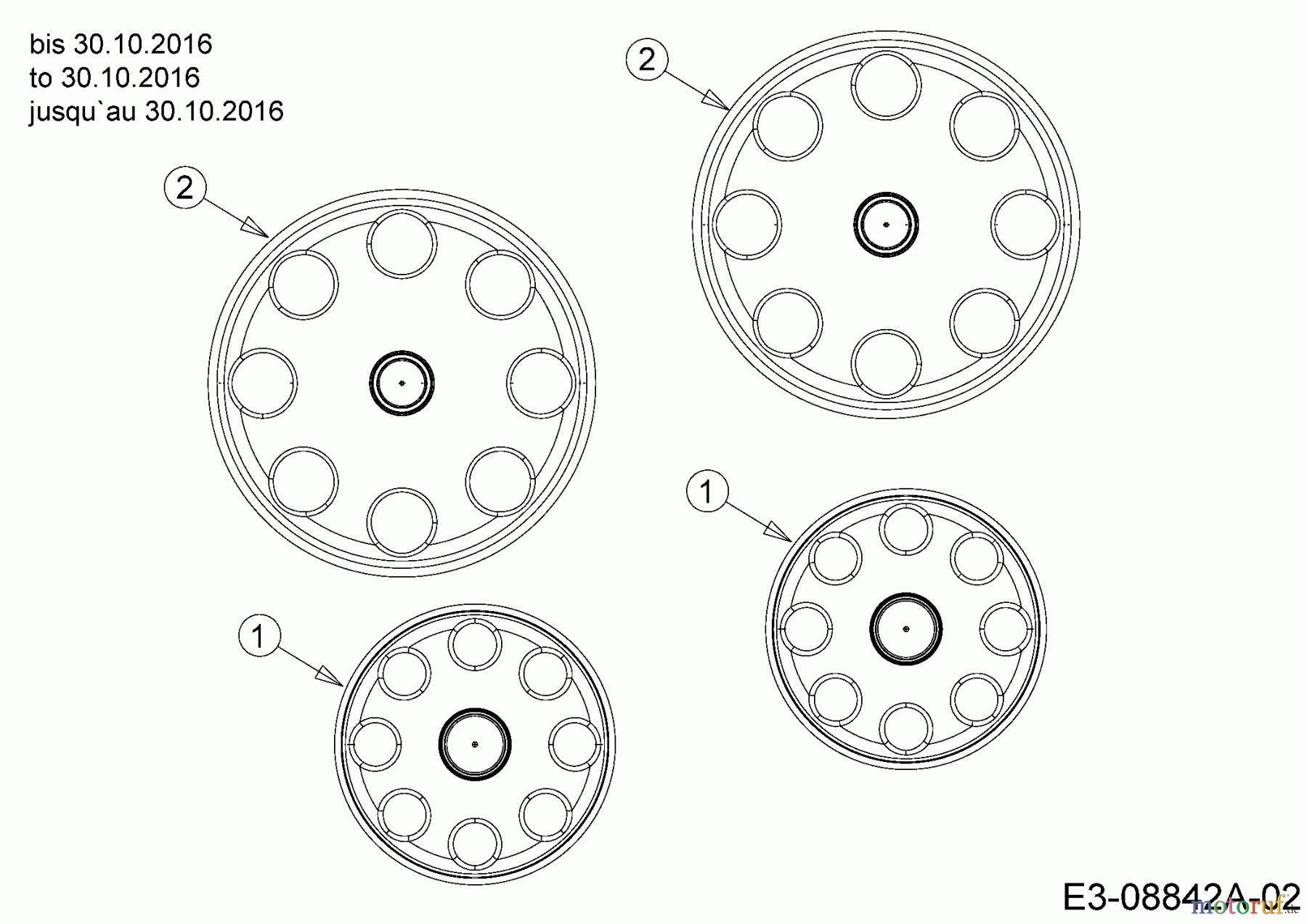  Troy-Bilt Petrol mower TB 130 11A-B2AQ311  (2016) Hub caps to 30.10.2016