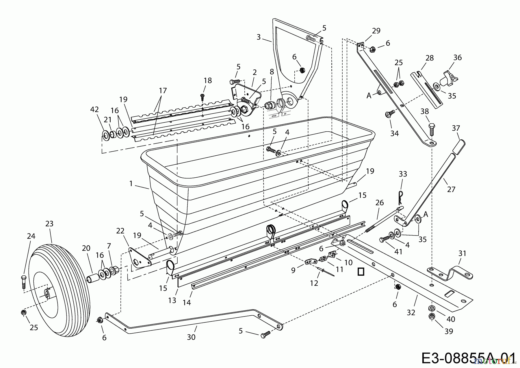  MTD Accessories Accessories garden and lawn tractors Spreader 45-0288  (196-003-000) 196-003-000  (1999) Basic machine