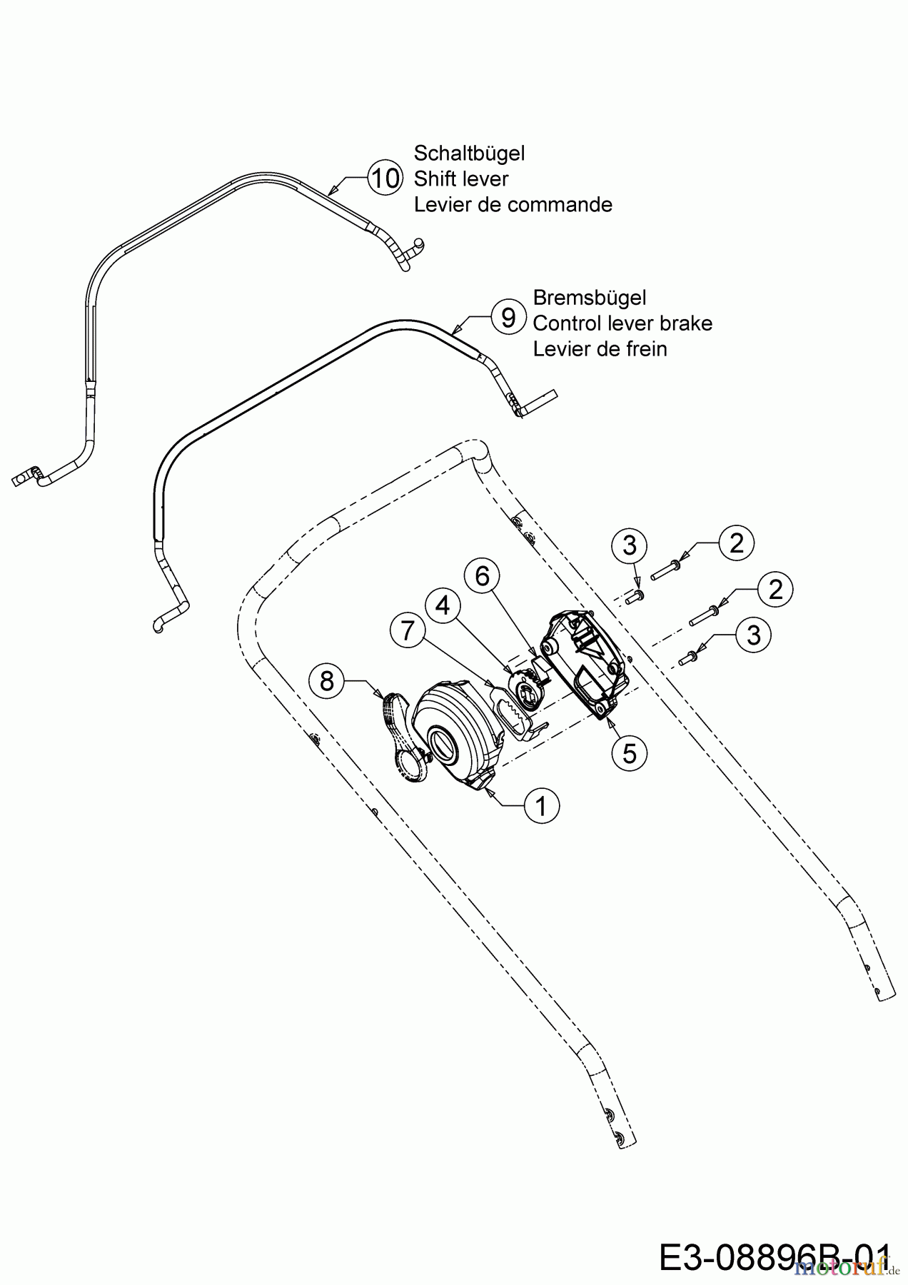  Mr.Gardener Petrol mower self propelled HW 53 BAV-IS 12AGPN7E629  (2017) Control lever, Speed control, Shift lever