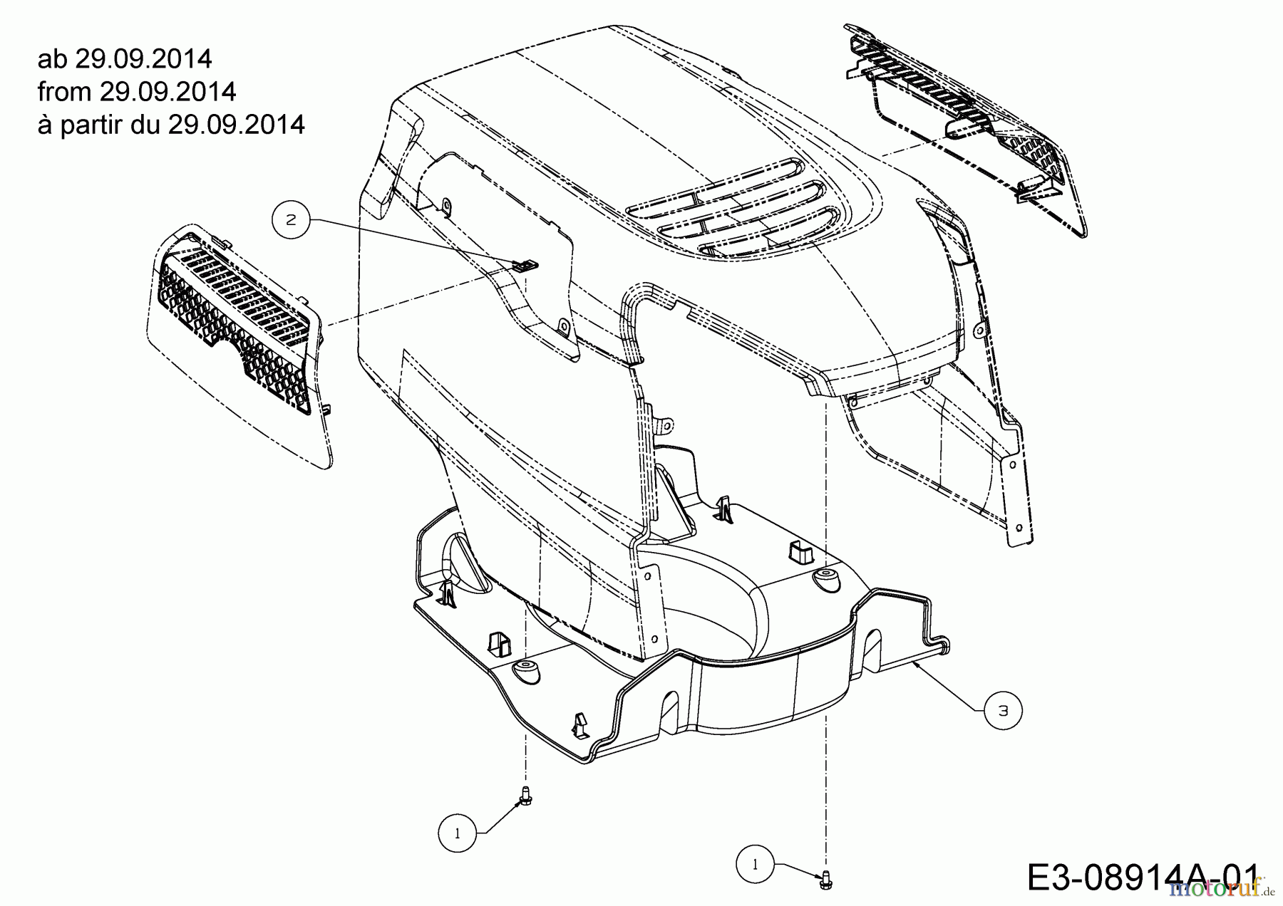  WOLF-Garten Expert Lawn tractors Expert 107.180 H 13BG93WG650  (2014) Engine duct from 29.09.2014