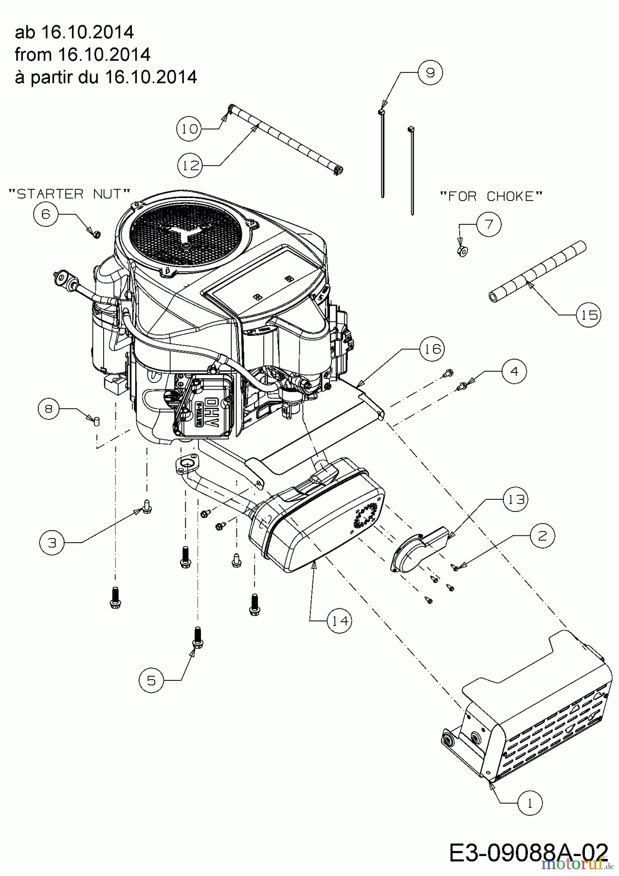  Cub Cadet Lawn tractors CC 1022 KHT 13HF93AT603  (2014) Engine accessories from 16.10.2014