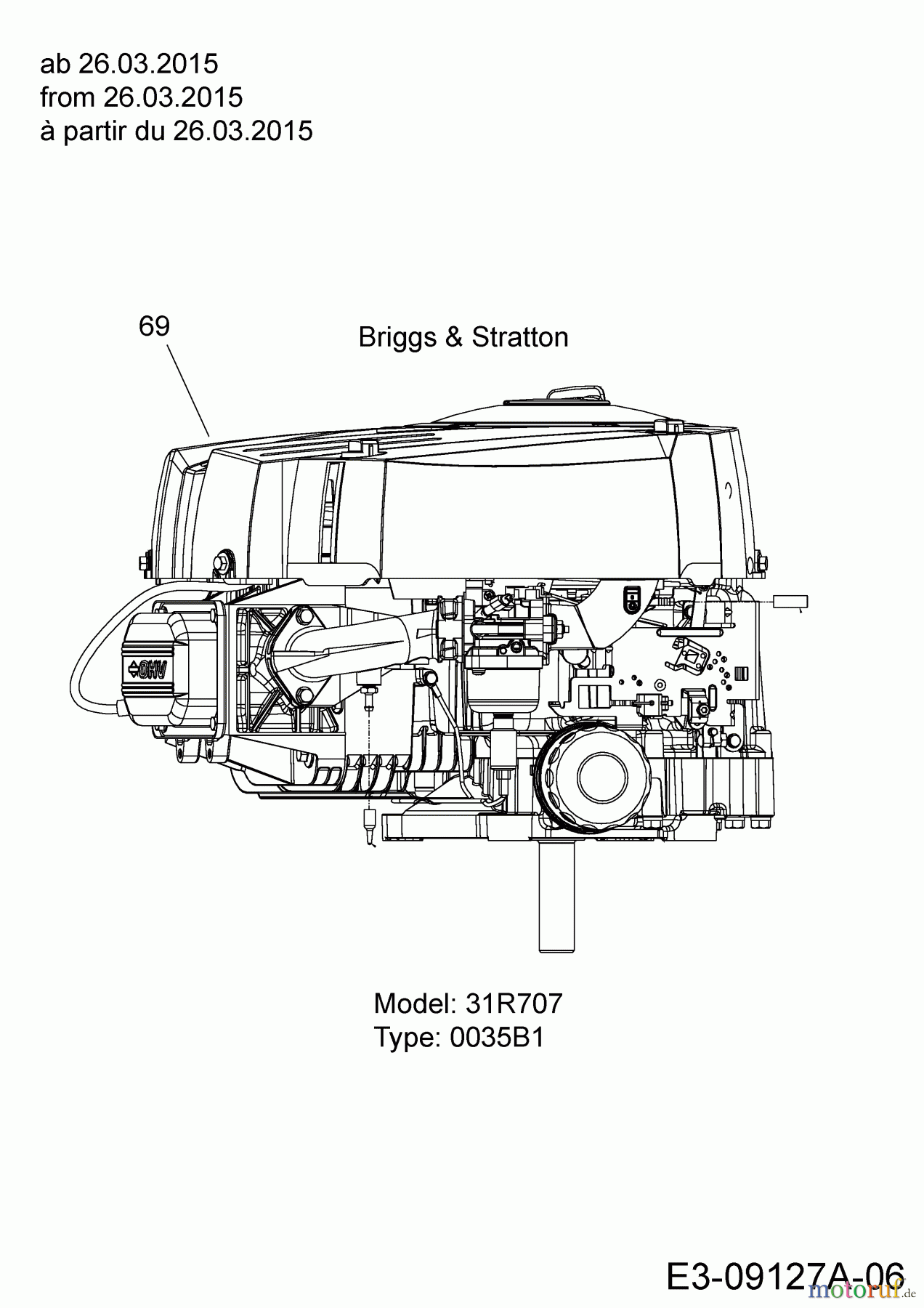  Black Edition Lawn tractors 175-92 13HN777E615  (2015) Engine Briggs & Stratton from 26.03.2015