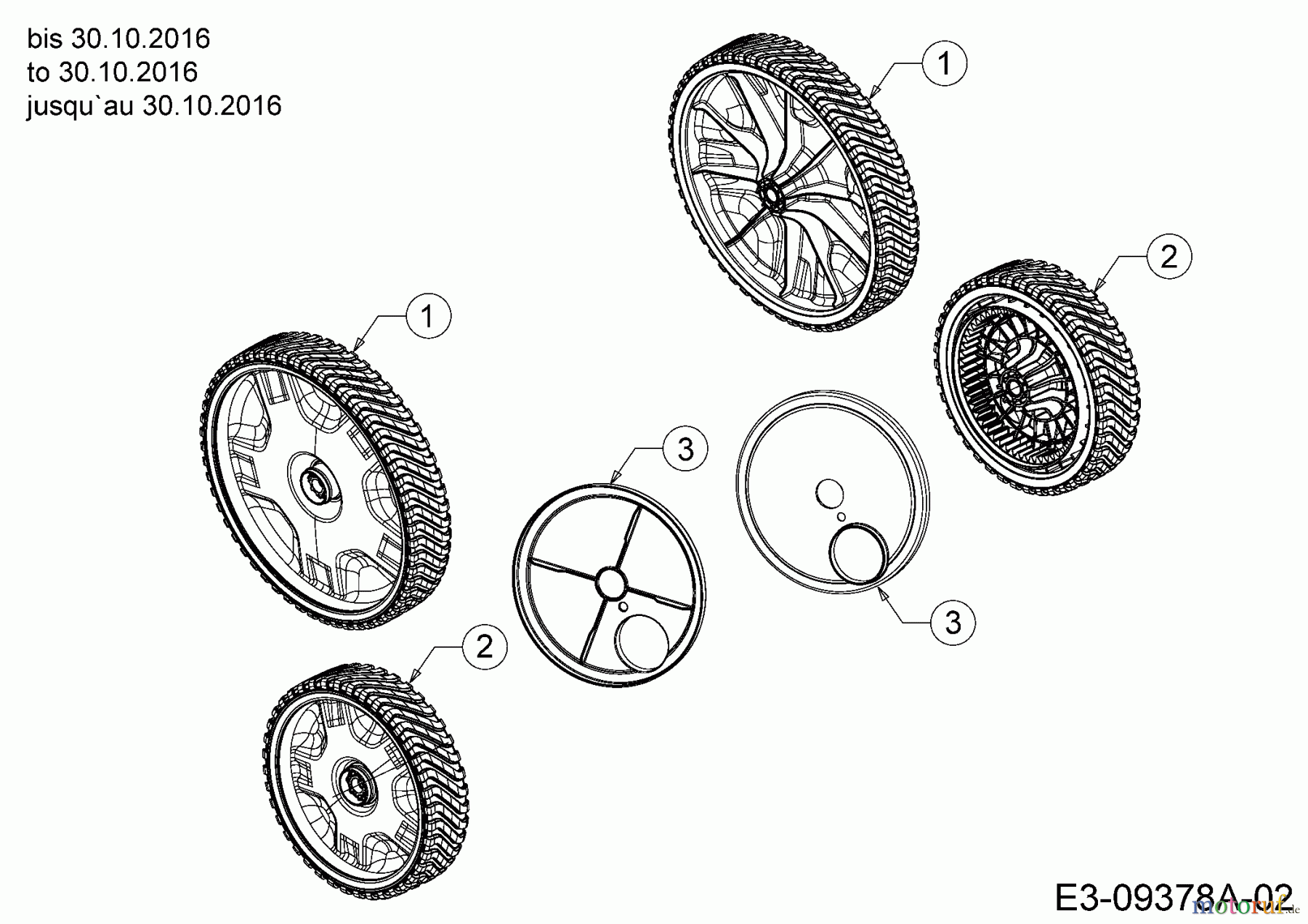  Troy-Bilt Petrol mower self propelled TB 230 12AVB2BV309  (2016) Wheel dust covers, Wheels to 30.10.2016