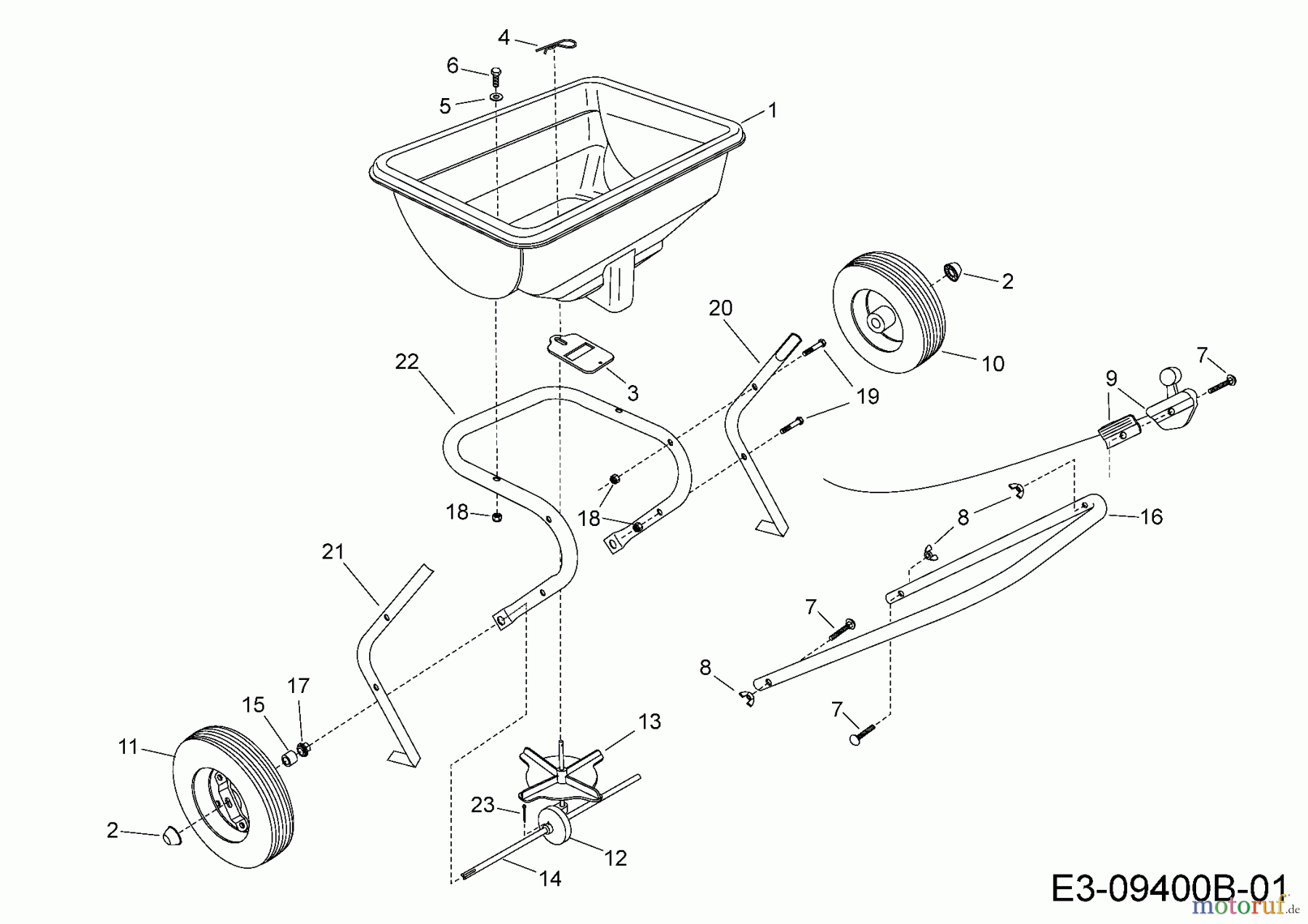  MTD Accessories Accessories hand held machines Spreader 45-03881  (196-055-000) 196-055-000  (2014) Basic machine