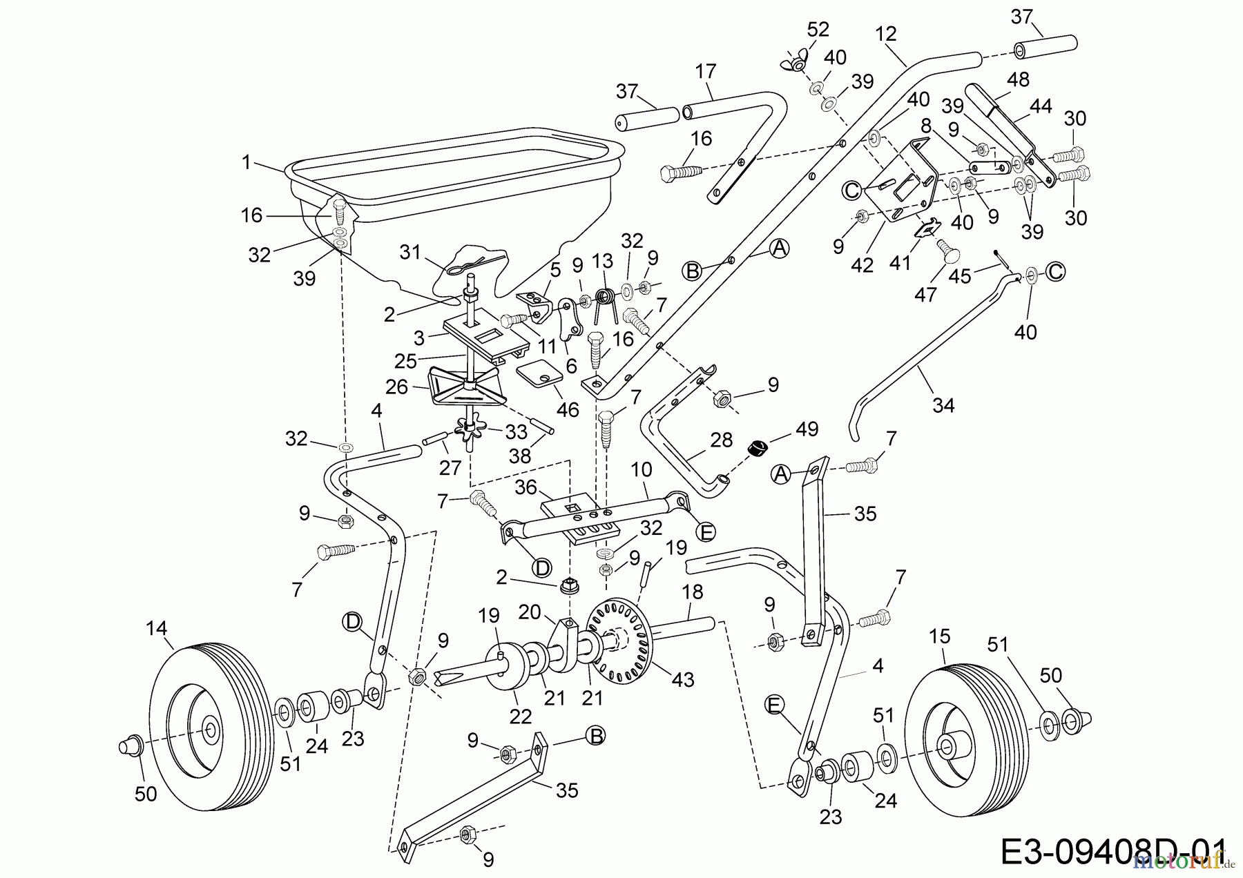  MTD Accessories Accessories hand held machines Spreader 45-02143  (190-524-000) 190-524-000  (2016) Basic machine