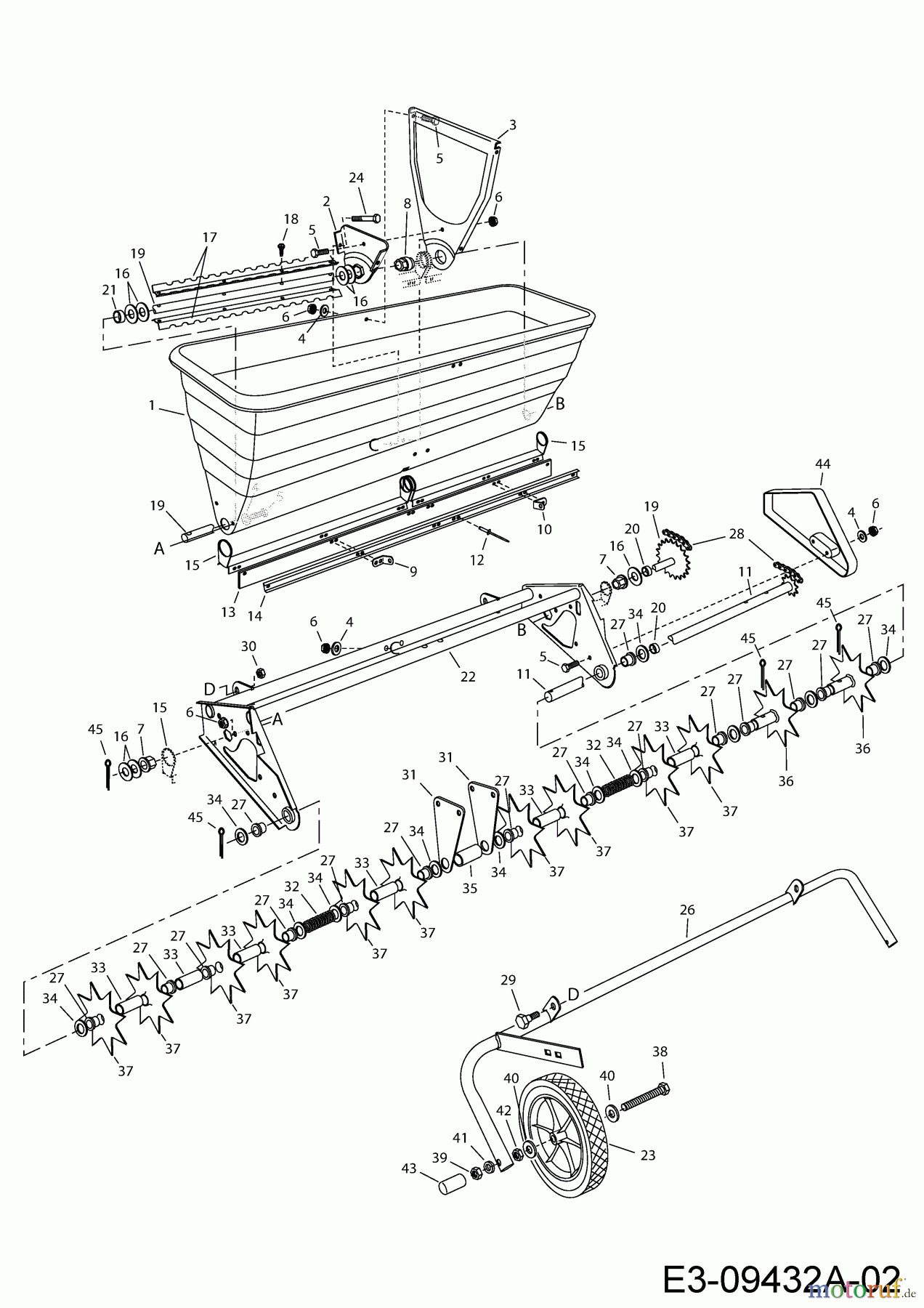  MTD Accessories Accessories garden and lawn tractors Groomer with spreader 45-03012  (196-064-000) 196-064-000  (2018) Basic machine