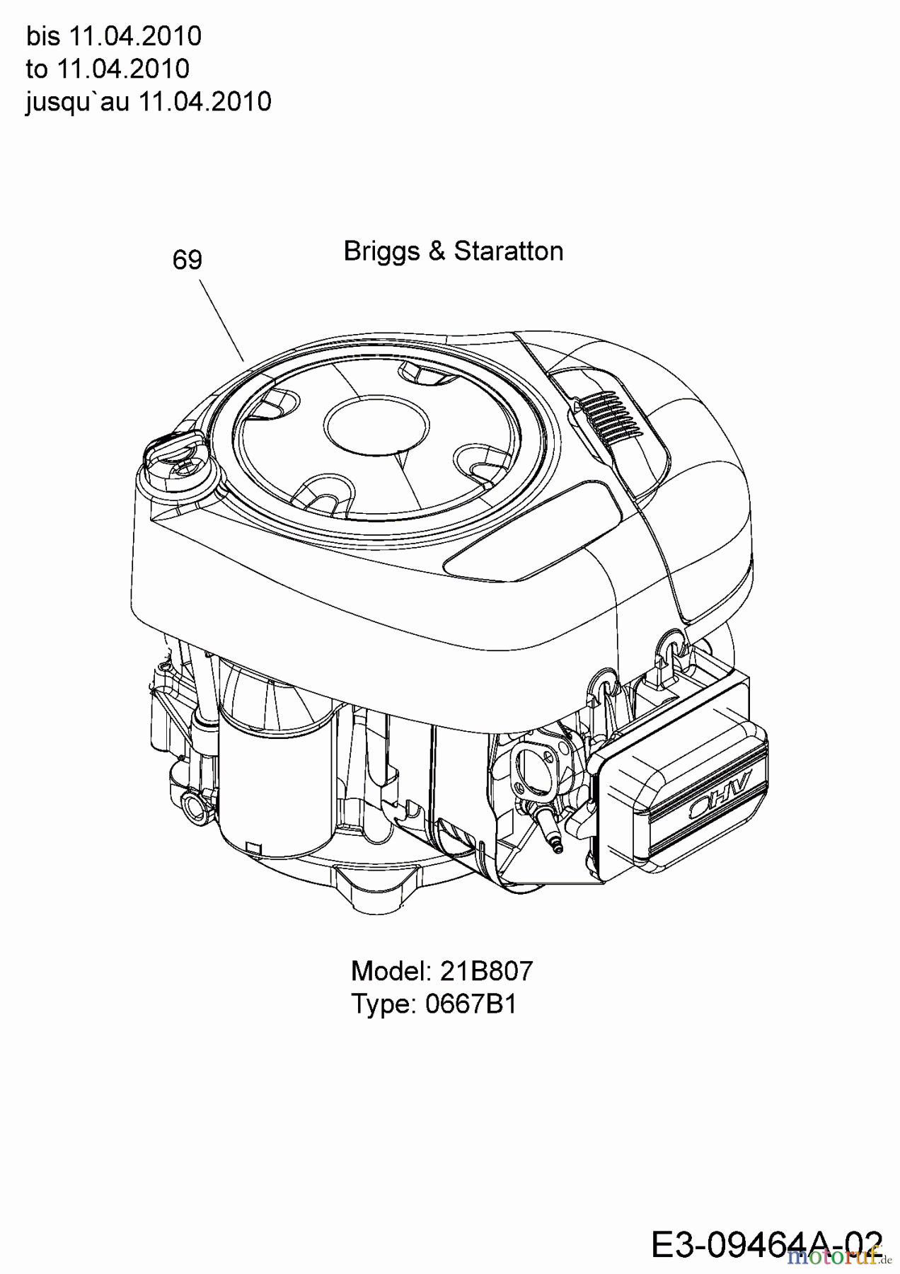  Staub Lawn tractors SAEL 97/13,5 T 13AH77KF632  (2010) Engine B&S to 11.04.2010