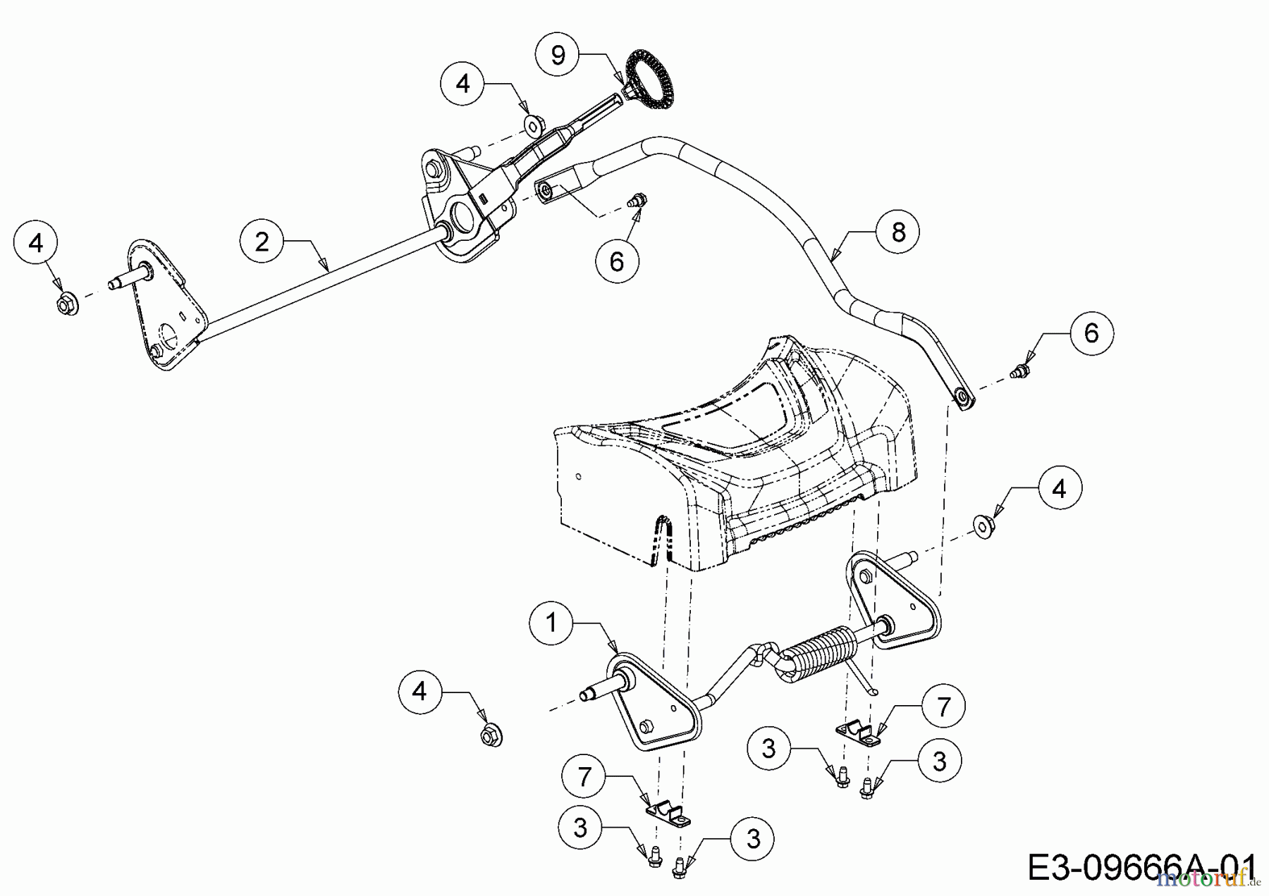  Wolf-Garten Petrol mower A 420 HW 11A-LV5N650  (2016) Axles, Height adjustment