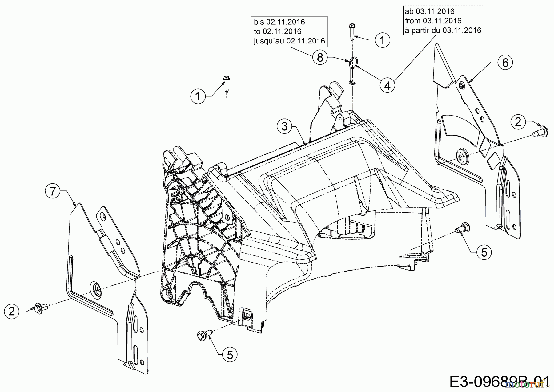  Cub Cadet Petrol mower LM 1 DP 53 11B-PTKC603  (2017) Rear baffle, Handle bracket