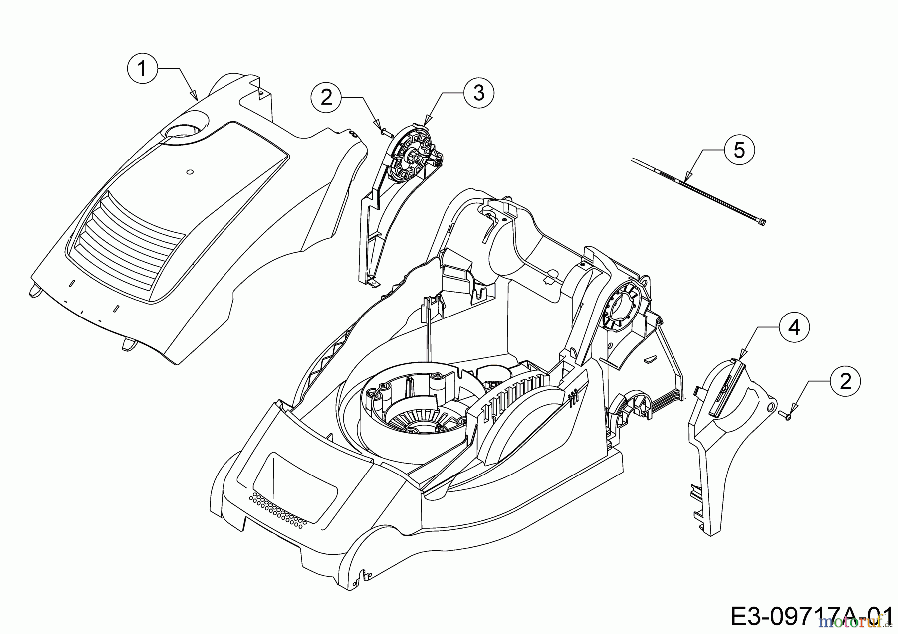  Wolf-Garten Electric mower self propelled A 400 EA 18CRMLM1650  (2018) Cover sideways, Motor hood