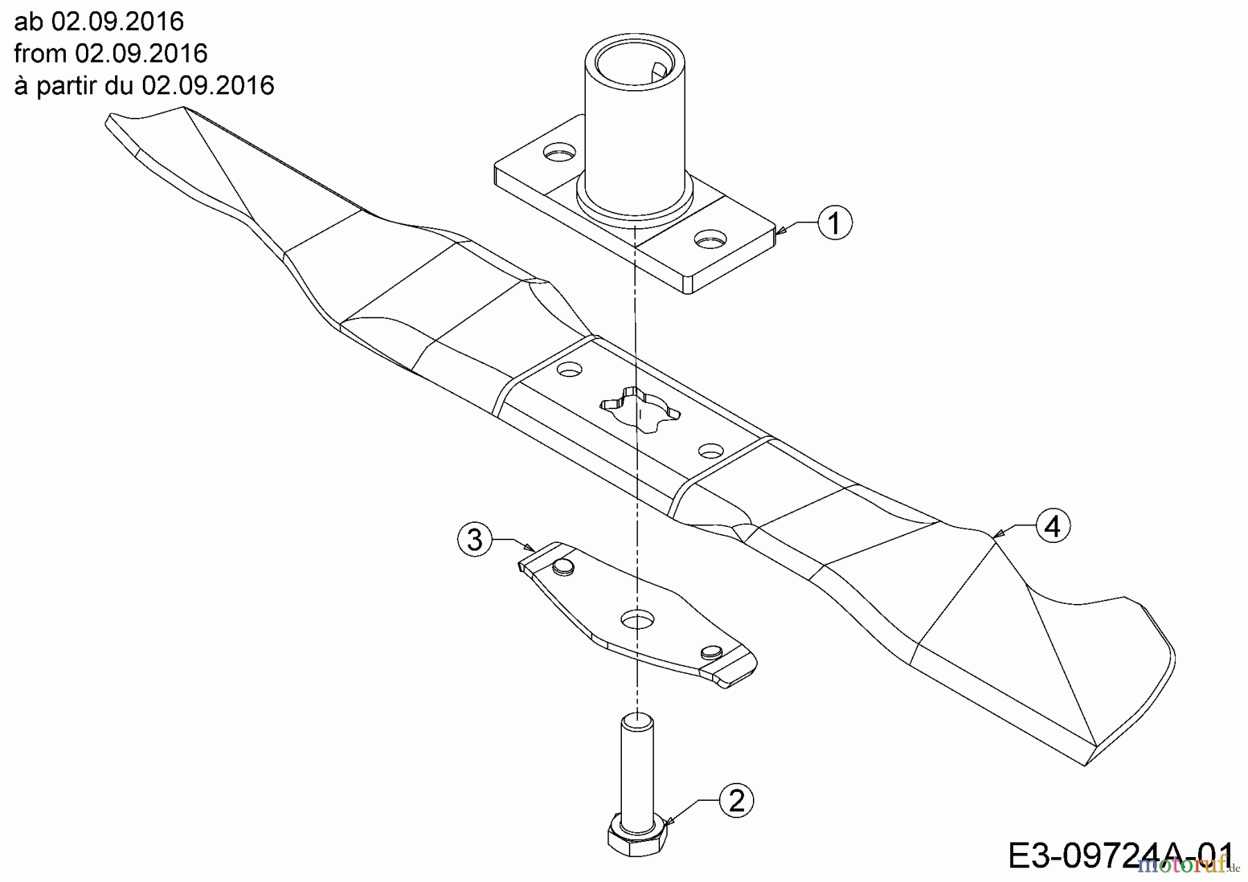  MTD Petrol mower MTD 46 11A-J1SJ600  (2016) Blade, Blade adapter from 02.09.2016