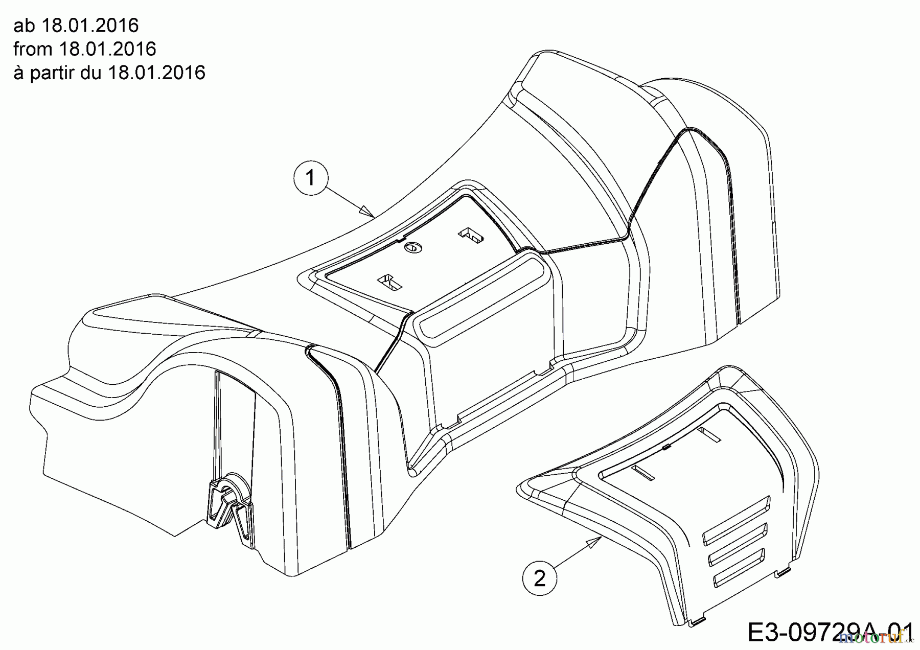  MTD Petrol mower self propelled SP 53 HWB 12B-PF7B648  (2016) Cover front axle to 17.01.2016