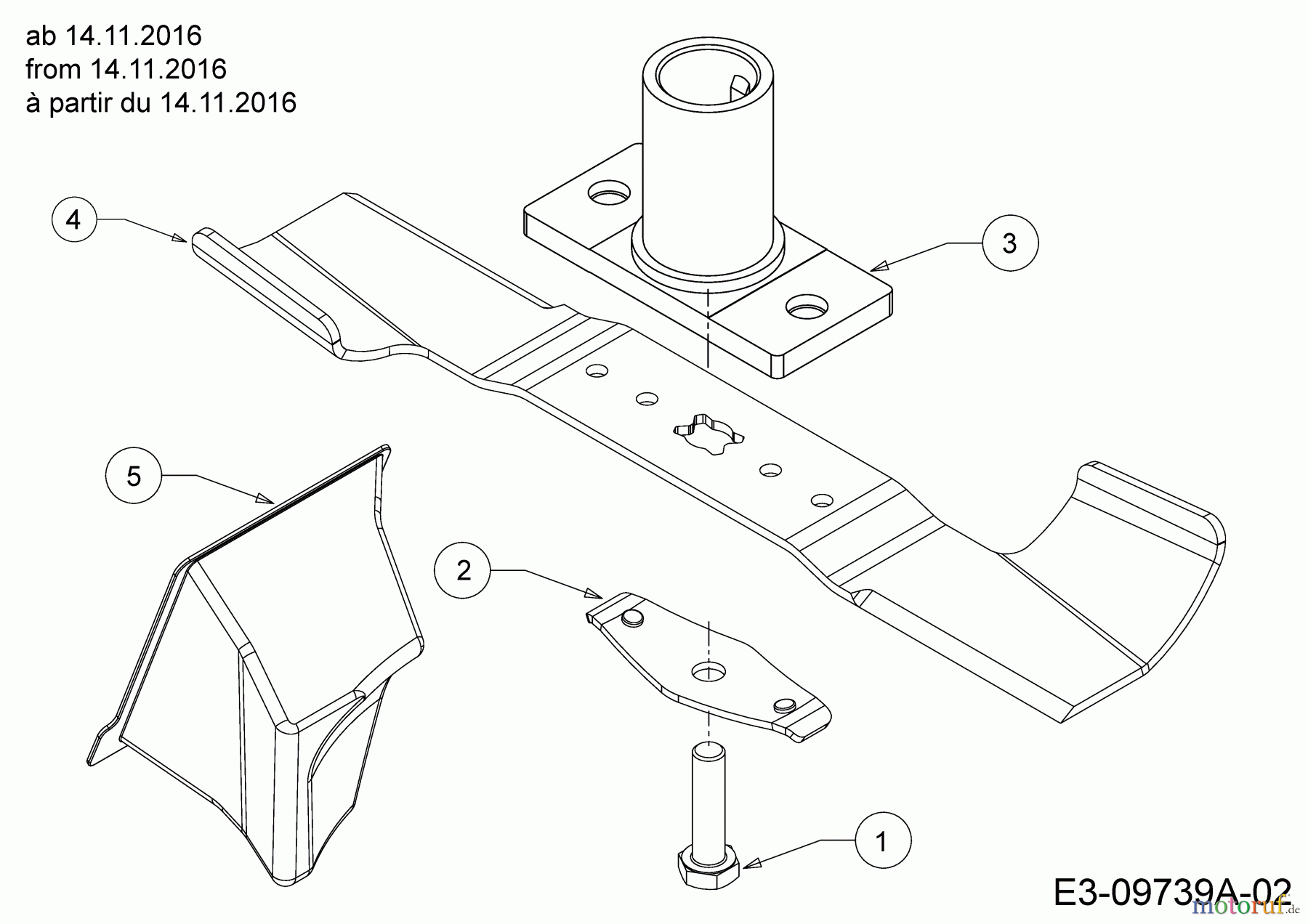  Mr.Gardener Petrol mower HW 42 B 11A-LL5B629  (2017) Blade, Blade adapter, Mulch plug from 14.11.2016