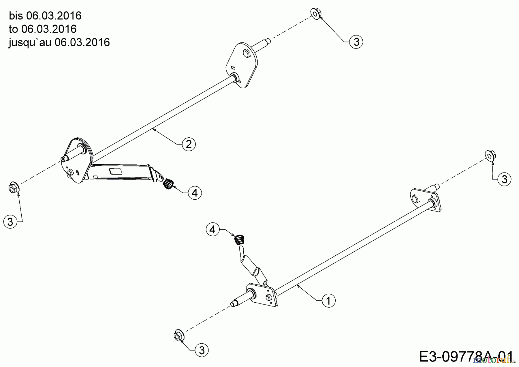  Troy-Bilt Petrol mower TB 130 11A-B2AQ311  (2016) Axles, Height adjustment to 06.03.2016