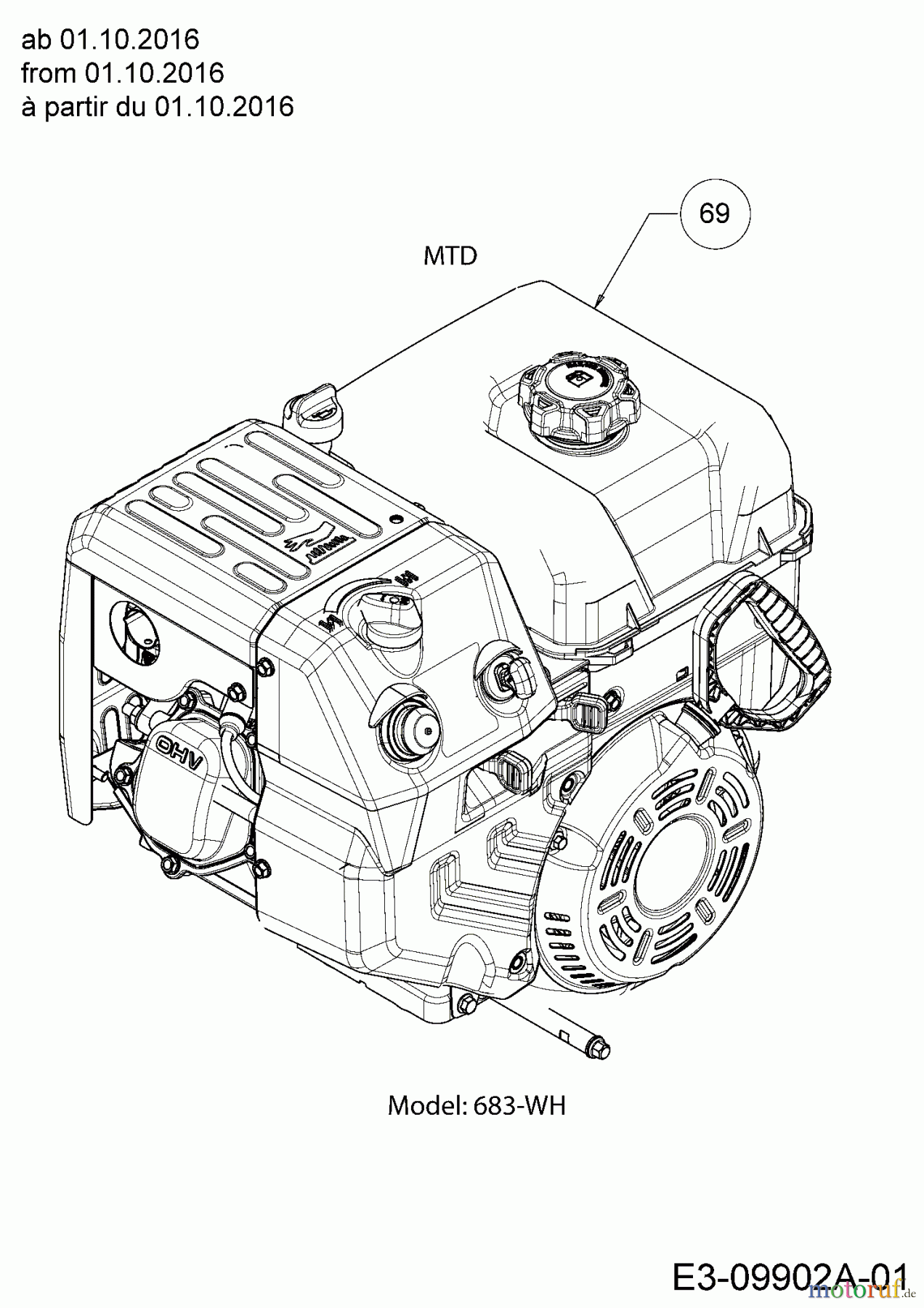  MTD Snow throwers Optima ME 76 31AY55T5678  (2017) Engine MTD from 01.10.2016