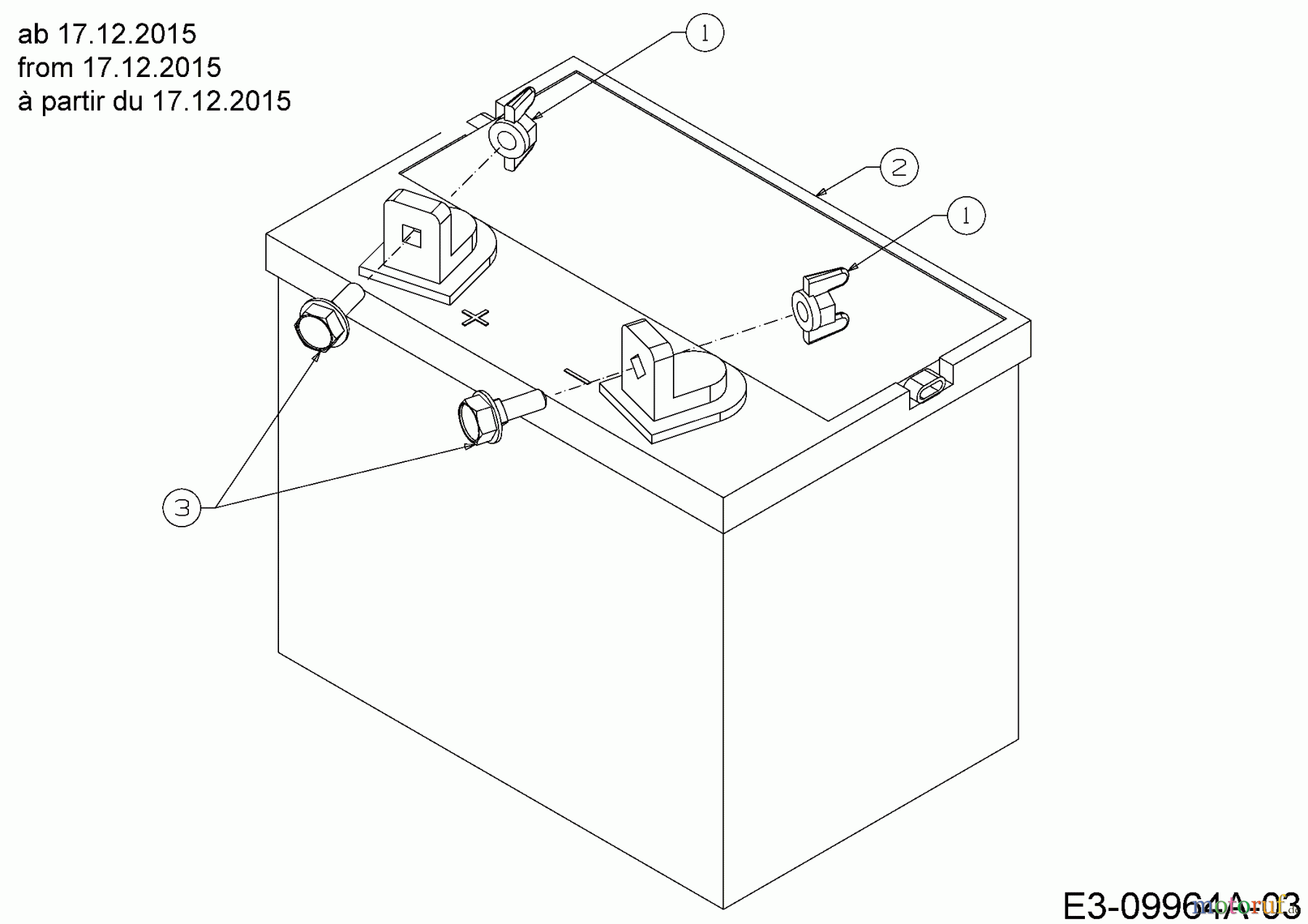  Cub Cadet Lawn tractors CC 1023 HNK 13HQ91AN330  (2016) Battery from 17.12.2015