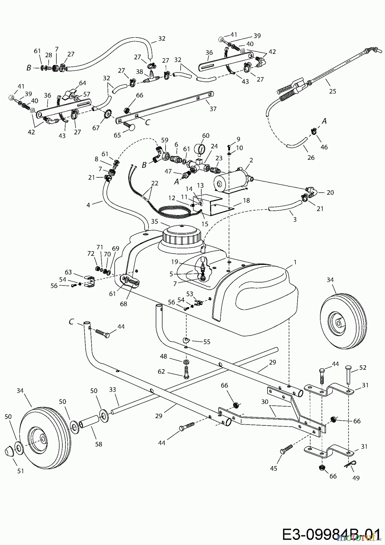  MTD Accessories Accessories garden and lawn tractors Sprayer 45-02921  (190-155-000) 190-155-000  (2004) Basic machine