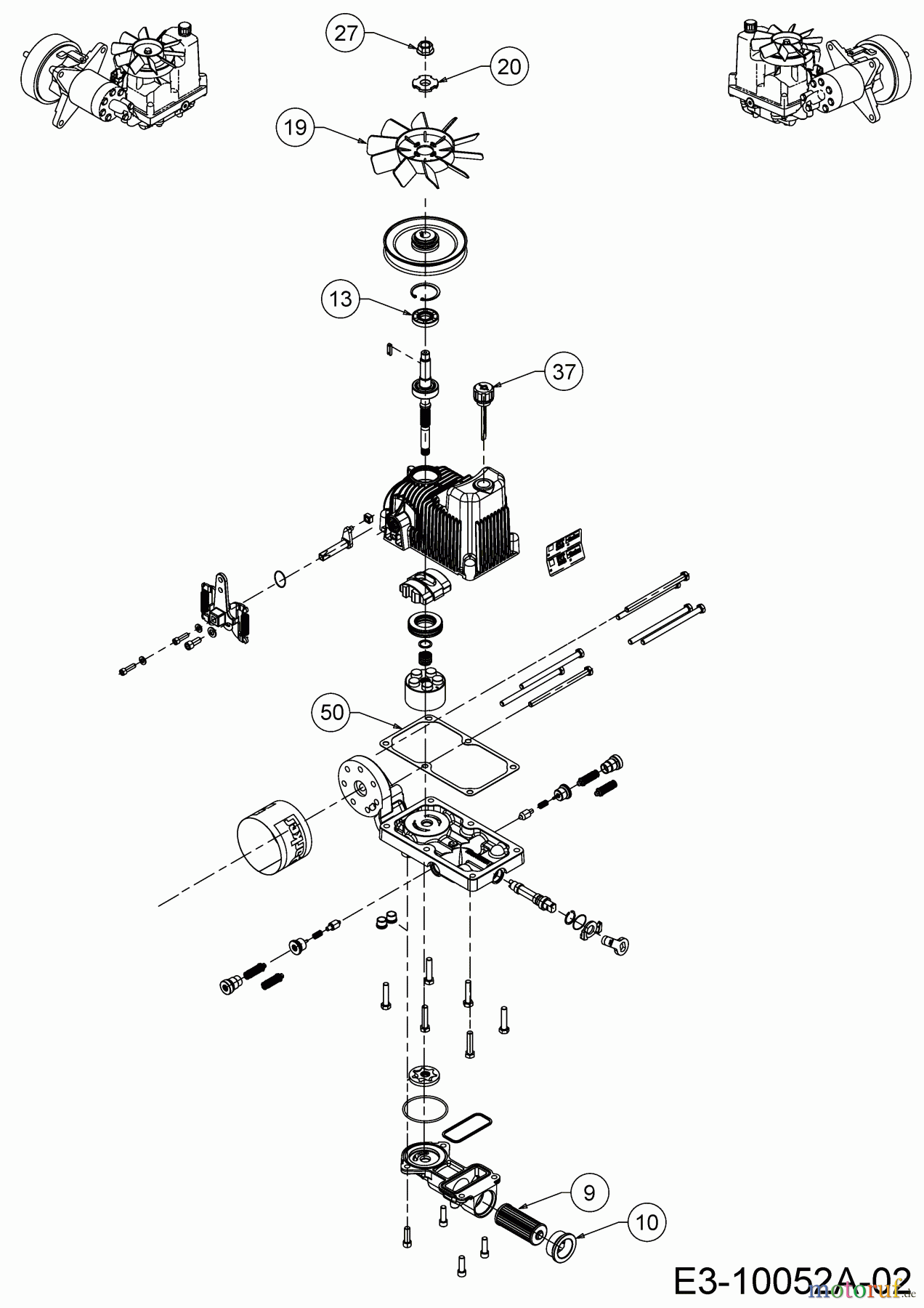  Cub Cadet Zero Turn Z5 152 53RIHJUV603  (2017) Service parts hydrostatic gearbox