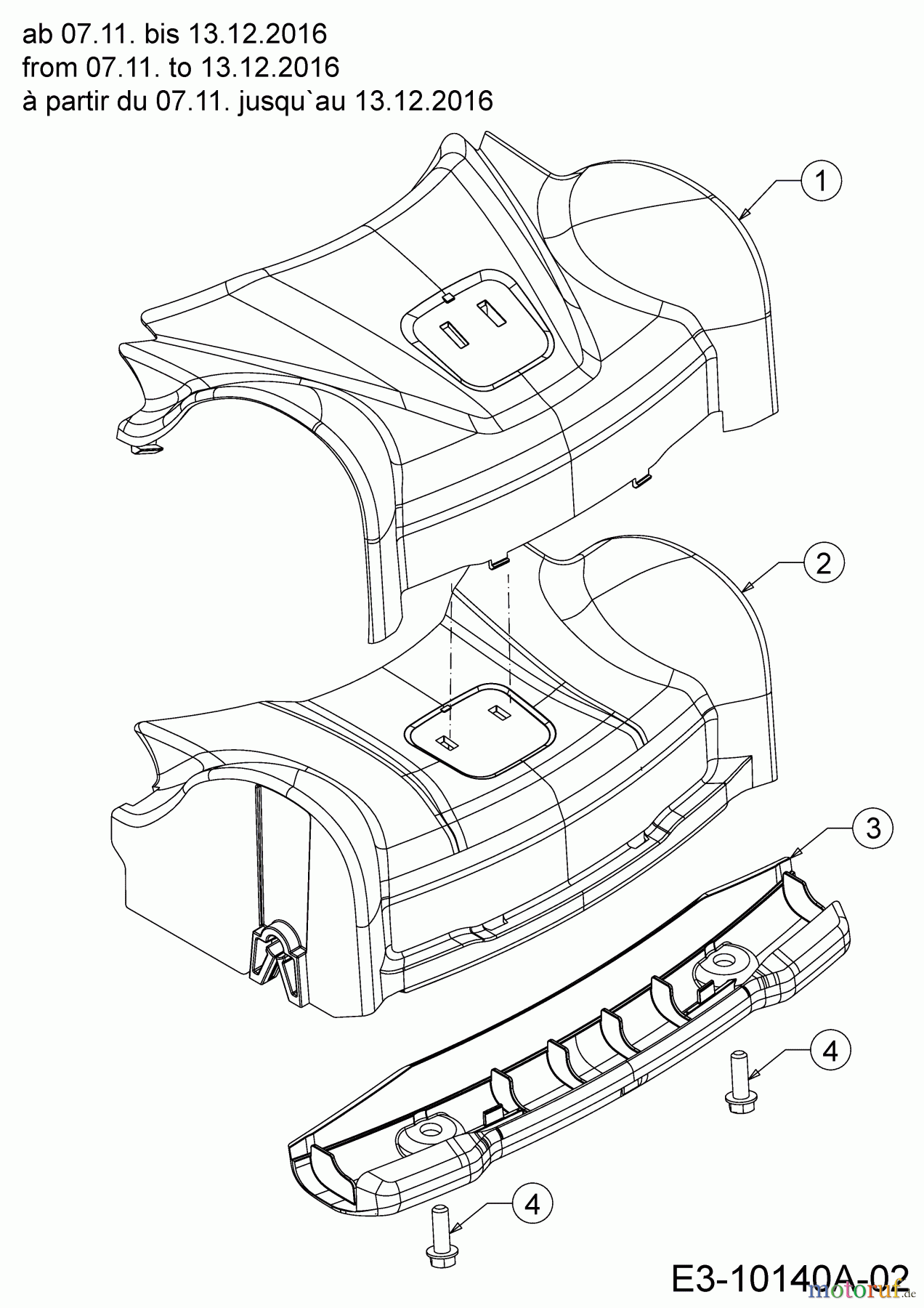  WOLF-Garten Expert Petrol mower self propelled Expert 46 BA V HW 12ABTV5E650  (2018) Cover front axle from 07.11. to 13.12.2016