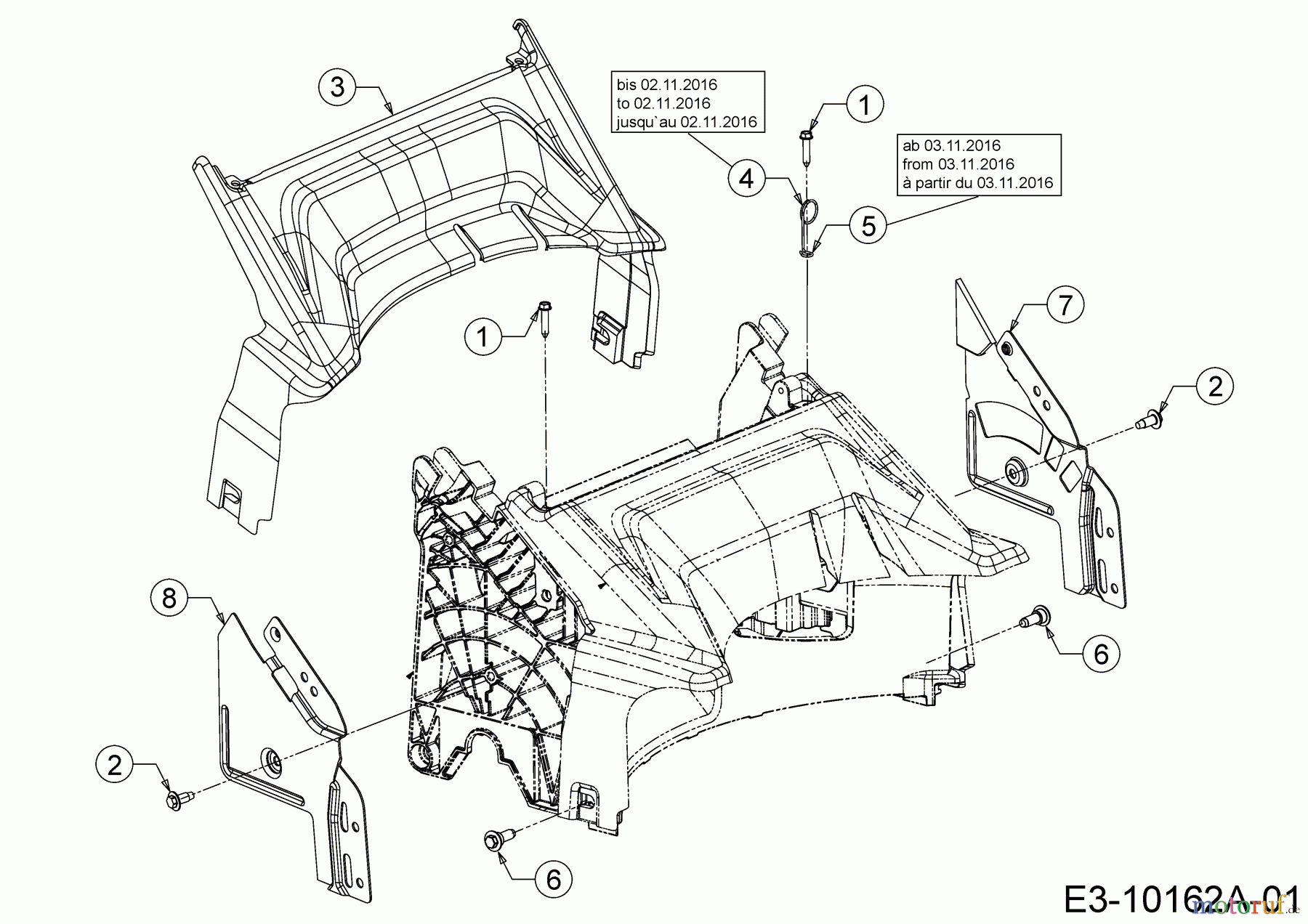  Wolf-Garten Petrol mower self propelled A 420 AVHW 12AQLV5B650  (2017) Rear baffle, Handle bracket