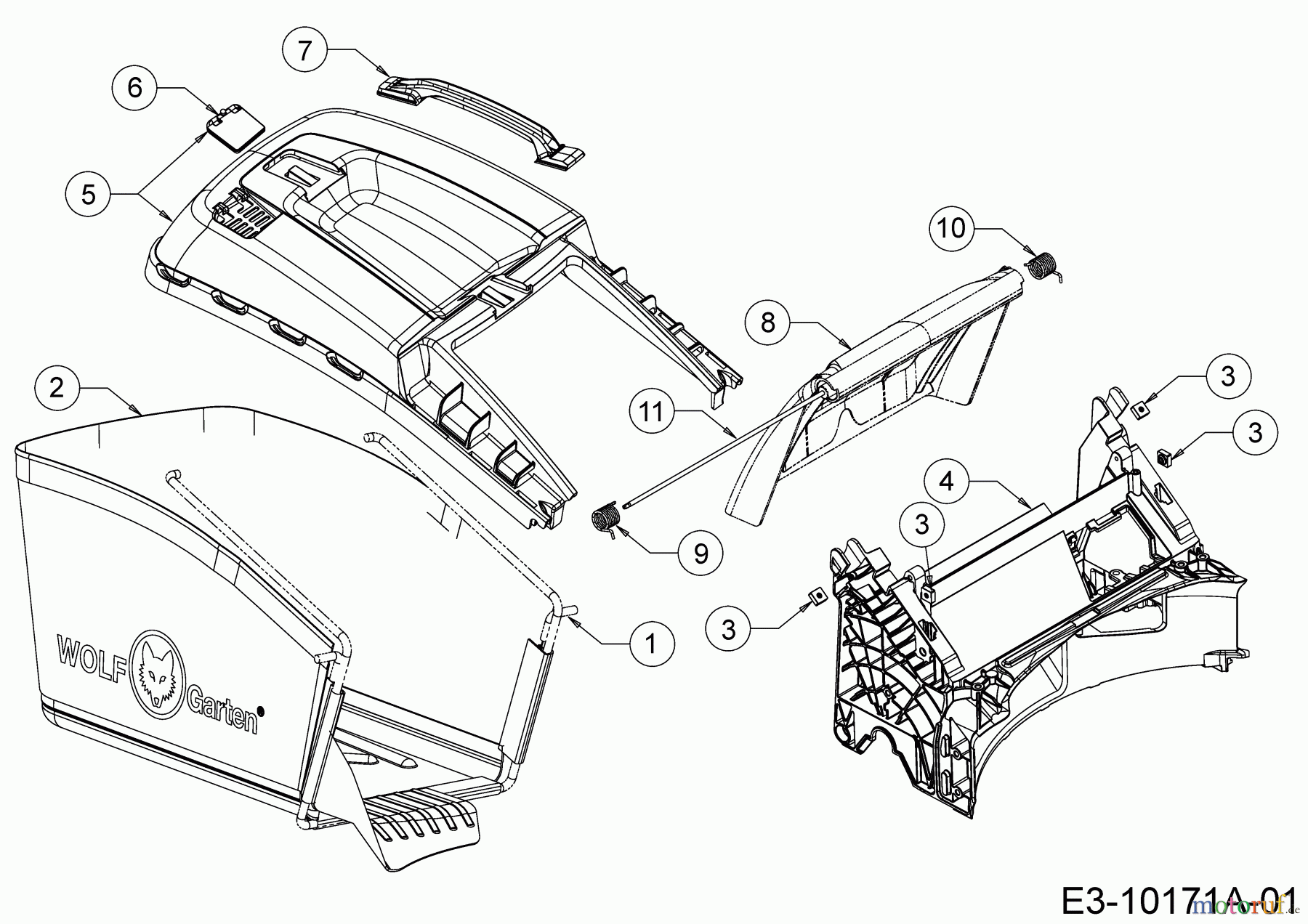  Wolf-Garten Petrol mower self propelled A 530 AVHW 12AQPV8T650  (2017) Grass catcher, Rear flap, Rear baffle