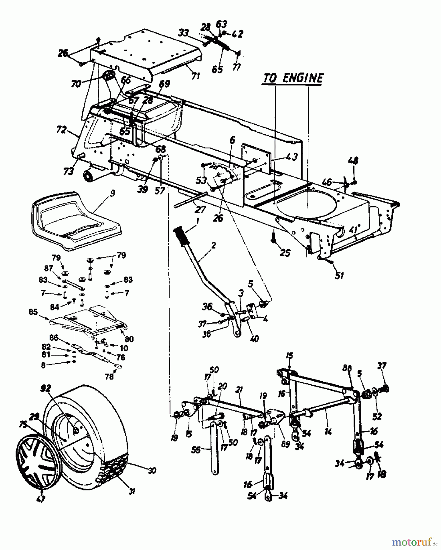  Yard-Man Garden tractors HH 8200 14AU834H643  (1998) Decklift,Rear frame, Rear wheels