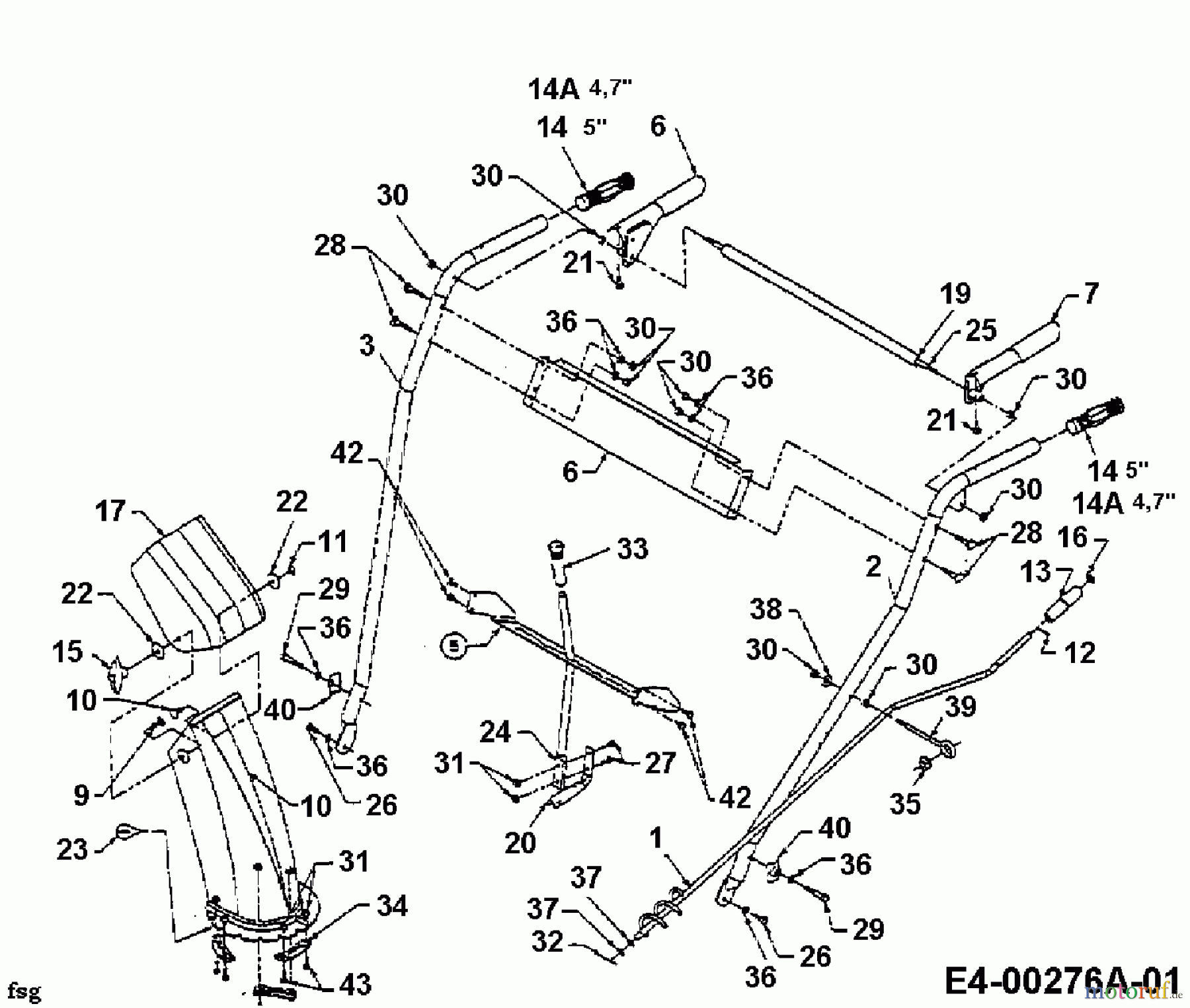  MTD Snow throwers 611 D 31A-611D678  (1998) Discharge chute, Handle