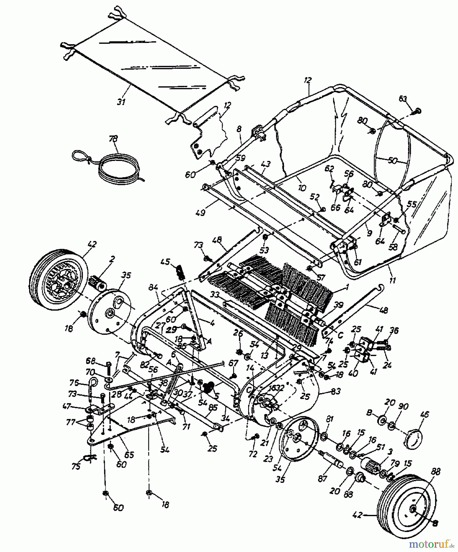  MTD Accessories Accessories garden and lawn tractors Sweeper 45-0219  (190-143-000) 190-143-000  (2001) Basic machine