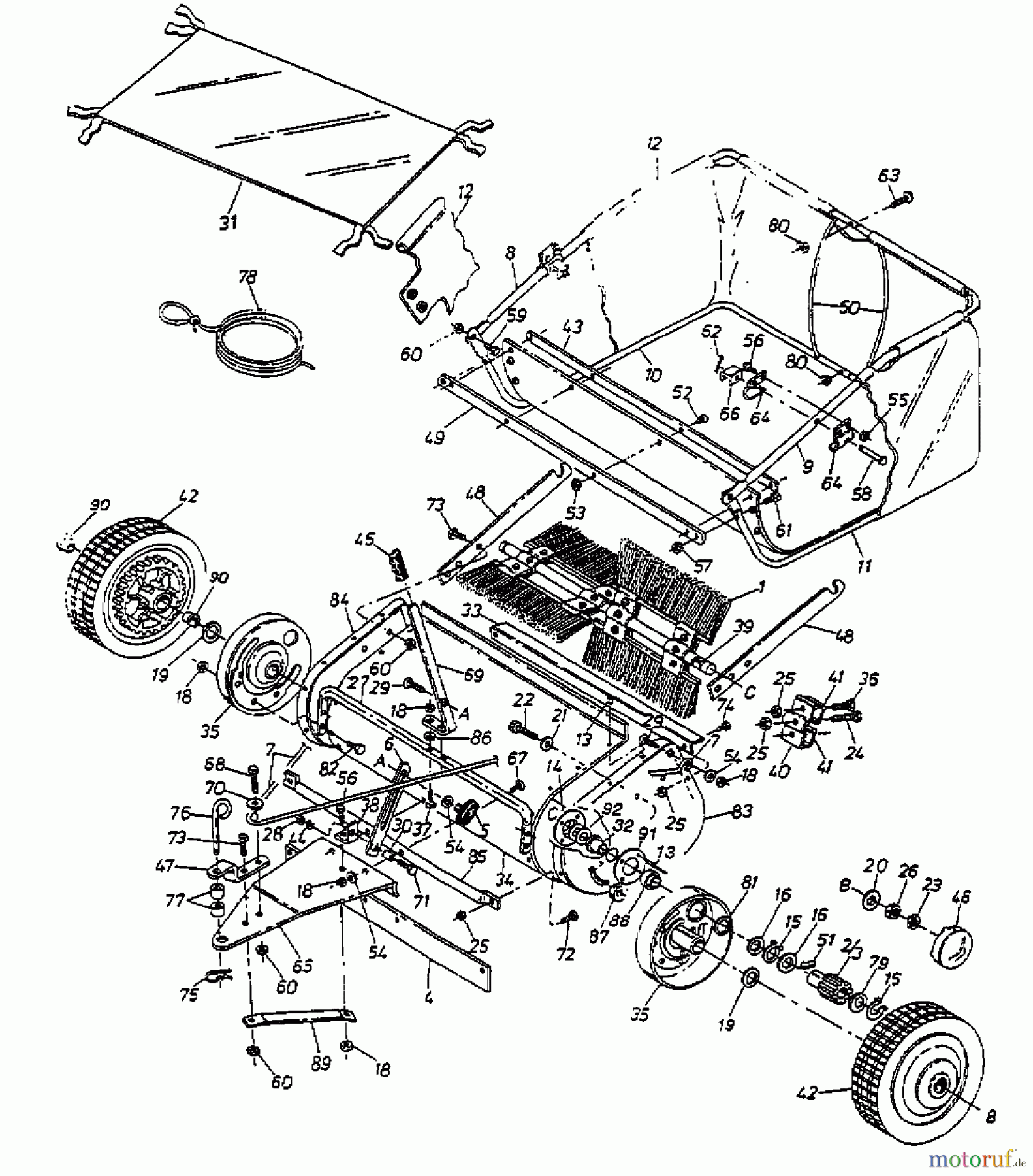  MTD Accessories Accessories garden and lawn tractors Sweeper 45-02211  (190-145-000) 190-145-000  (1999) Basic machine