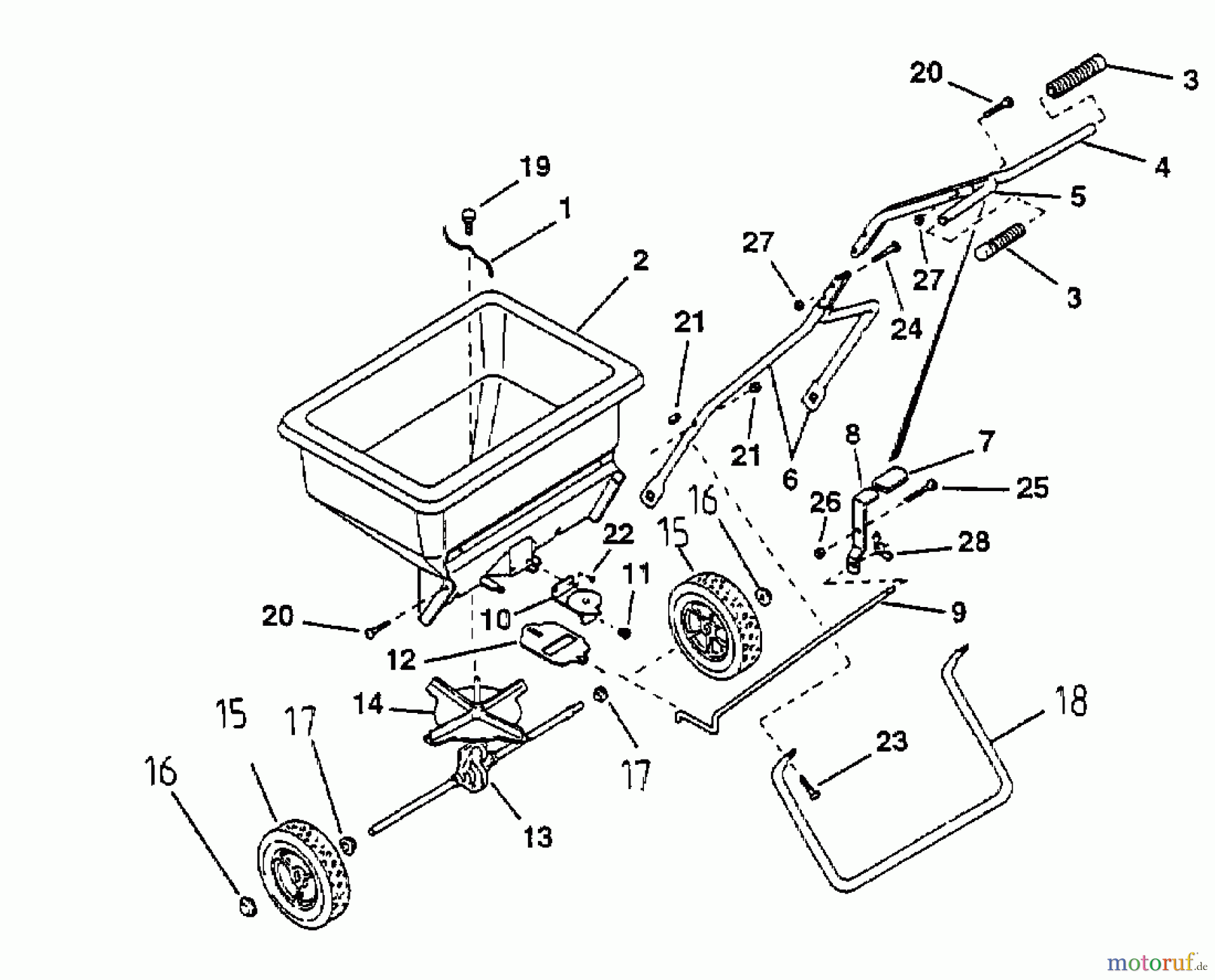  MTD Accessories Accessories hand held machines Spreader 45-02291  (196-029-000) 190-154-000  (1999) Basic machine