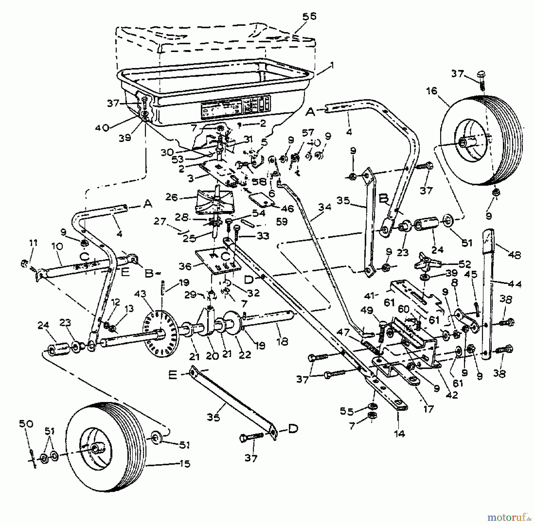  MTD Accessories Accessories garden and lawn tractors Spreader 45-0347  (190-455-000) 190-455-000  (1999) Basic machine