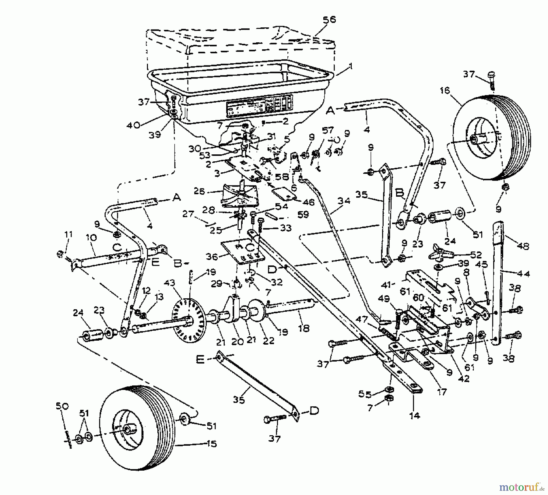  MTD Accessories Accessories garden and lawn tractors Spreader 45-02111  (190-455-000) 190-455-000  (1998) Basic machine